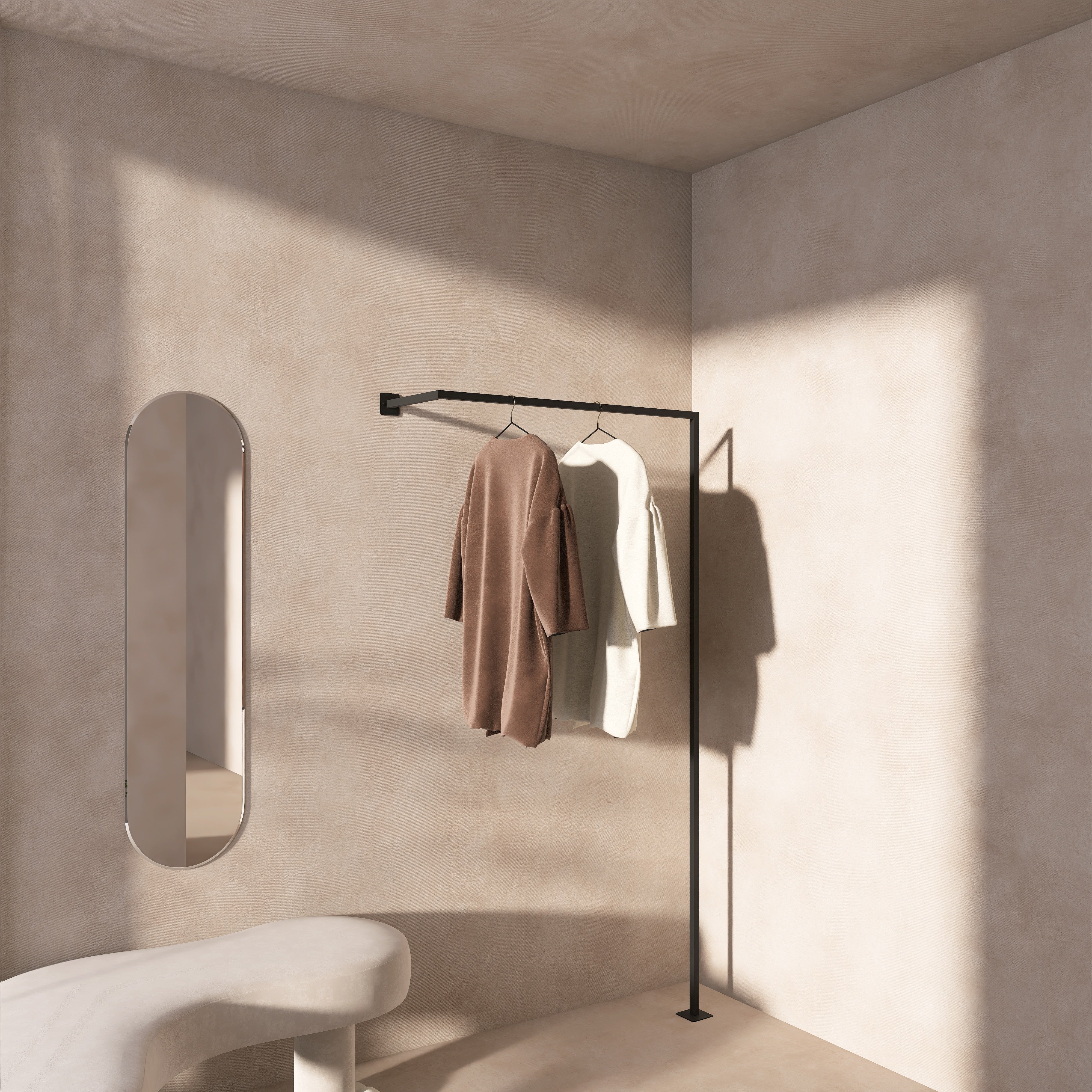 Mobilier metalic pentru hol - design simplu, functional si rezistent.