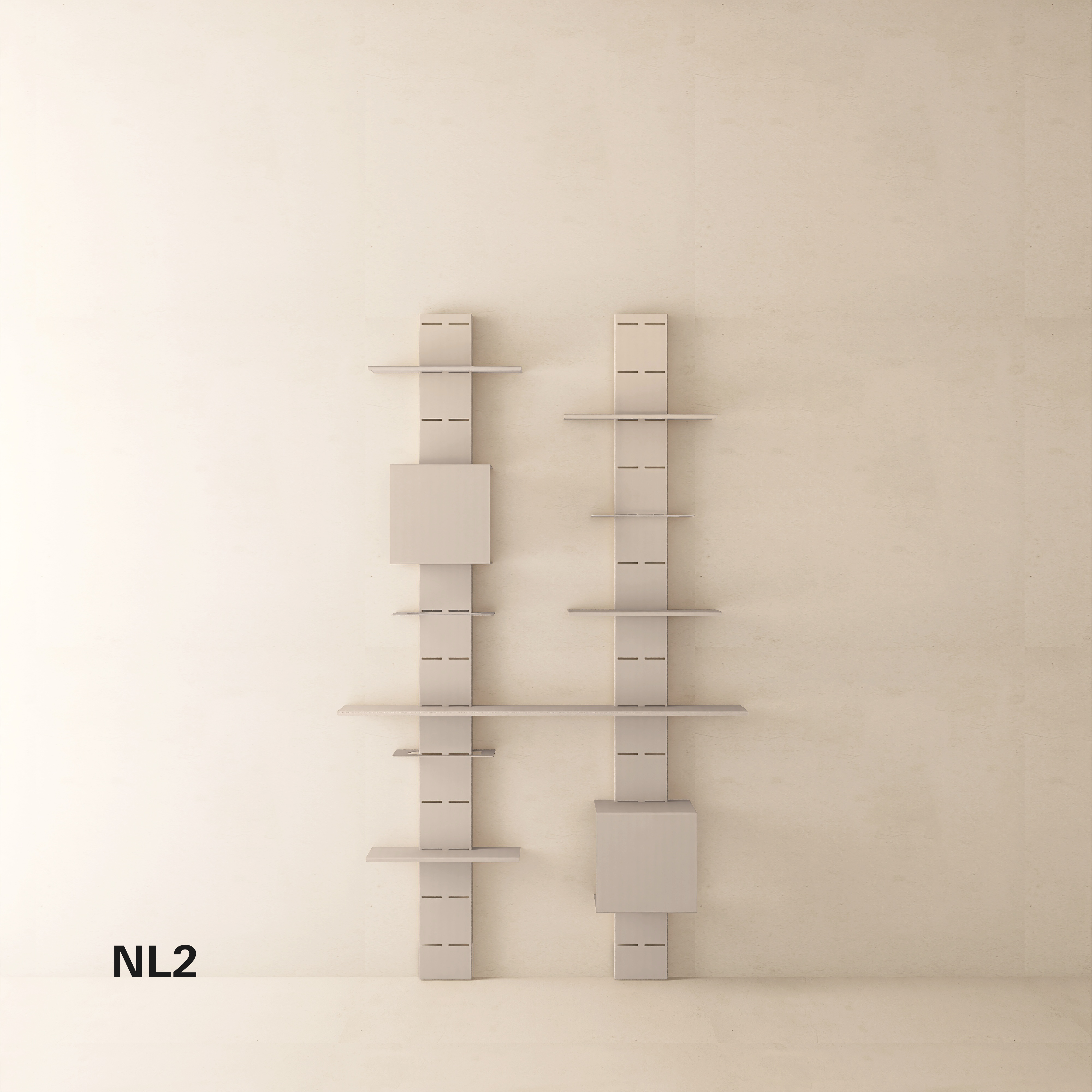 Biblioteca metalica NO LIMITS design flexibil si personalizat, cu structura din otel si polite din aluminiu detasabile, ideala pentru living, dormitor sau birou - mono