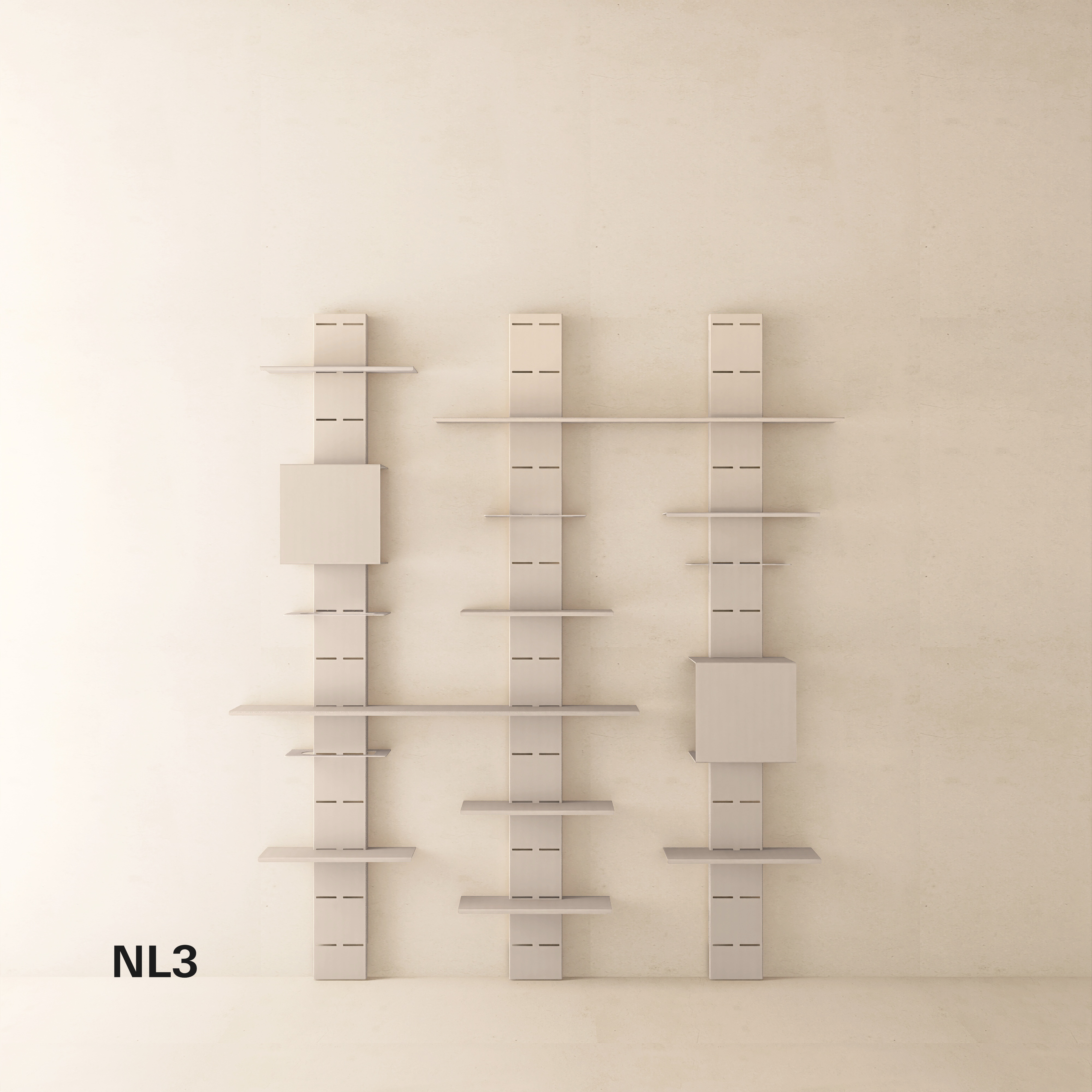 Biblioteca metalica NO LIMITS  design flexibil si personalizat, cu structura din otel si polite din aluminiu detasabile, ideala pentru living, dormitor sau birou- mono