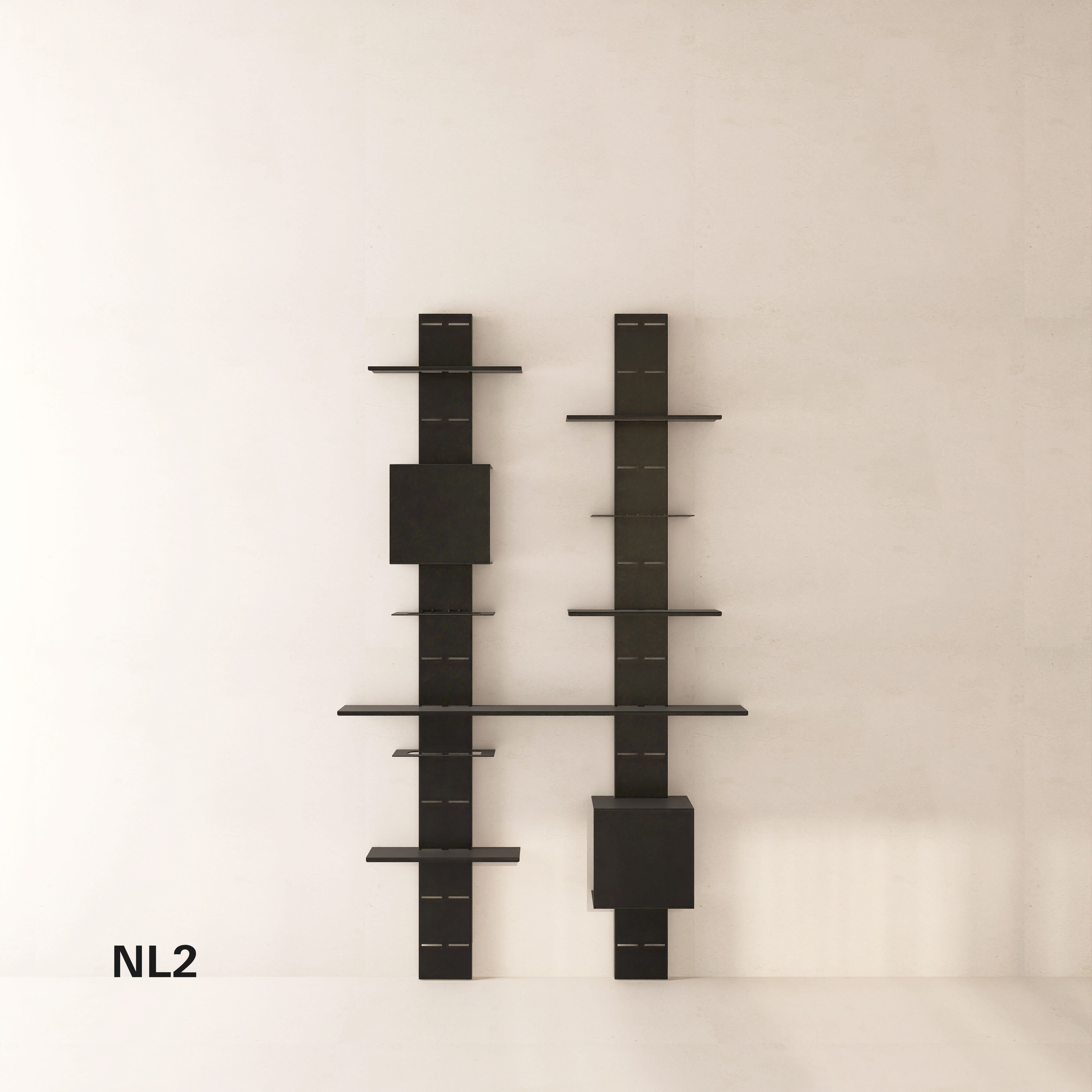 Biblioteca metalica NO LIMITS design flexibil si personalizat, cu structura din otel si polite din aluminiu detasabile, ideala pentru living, dormitor sau birou - mono