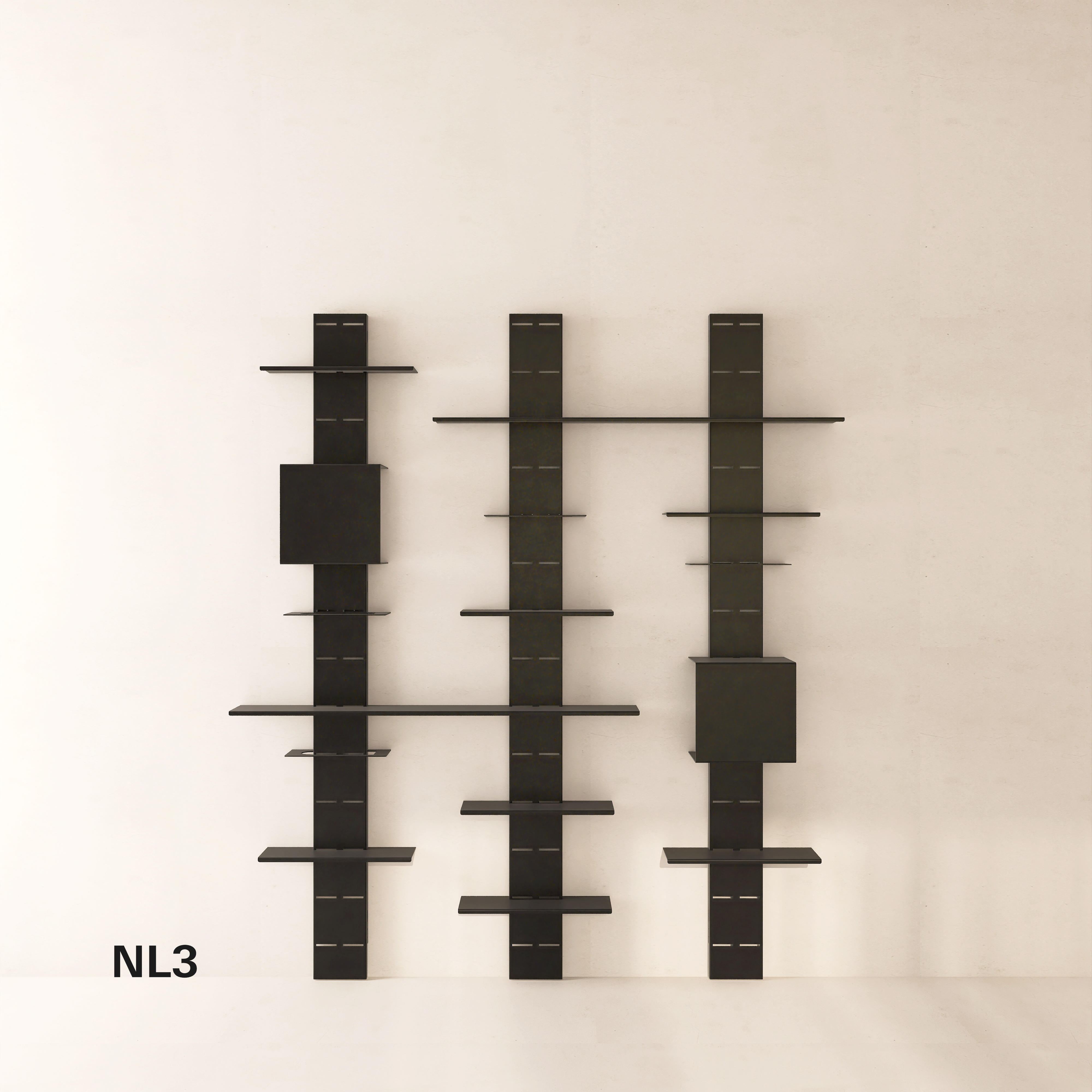 Biblioteca metalica NO LIMITS design flexibil si personalizat, cu structura din otel si polite din aluminiu detasabile, ideala pentru living, dormitor sau birou - mono