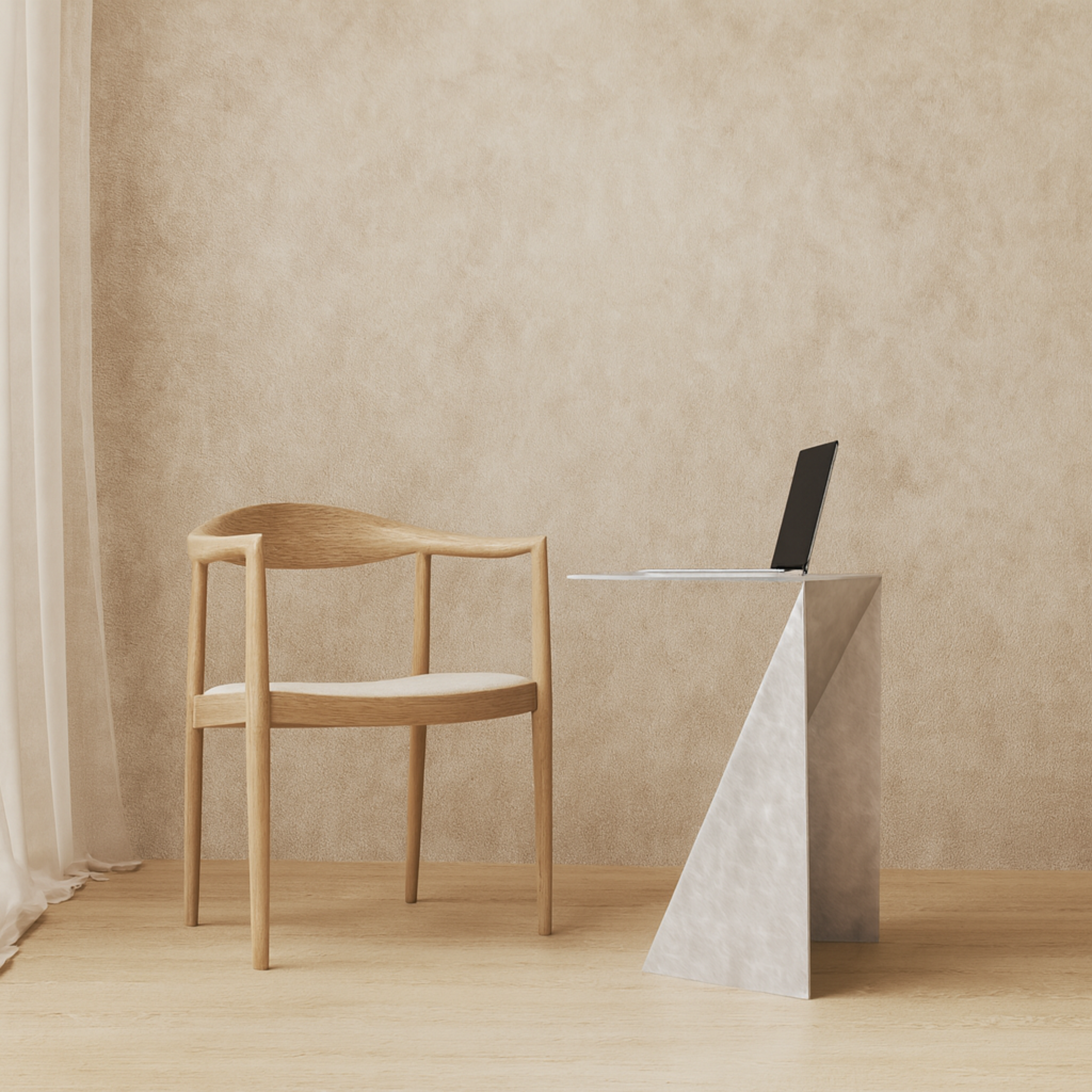 Birou aluminiu SWEETY pentru bibliotecă - finisaj manual nevopsit, înălțime 70cm, textură unică