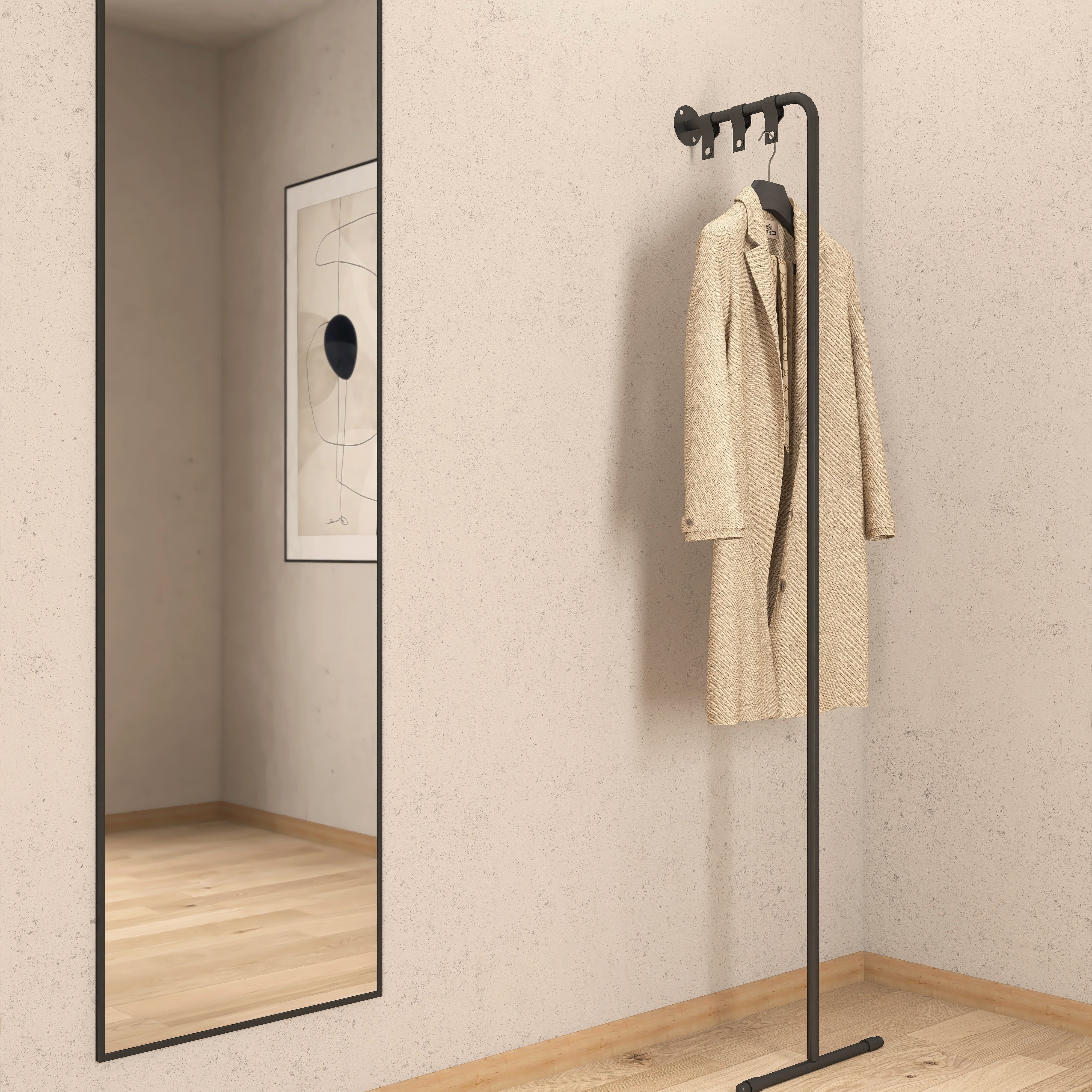 Cuier metalic HELLO design modern, fabricat din metal robust cu agatatori din piele - mono