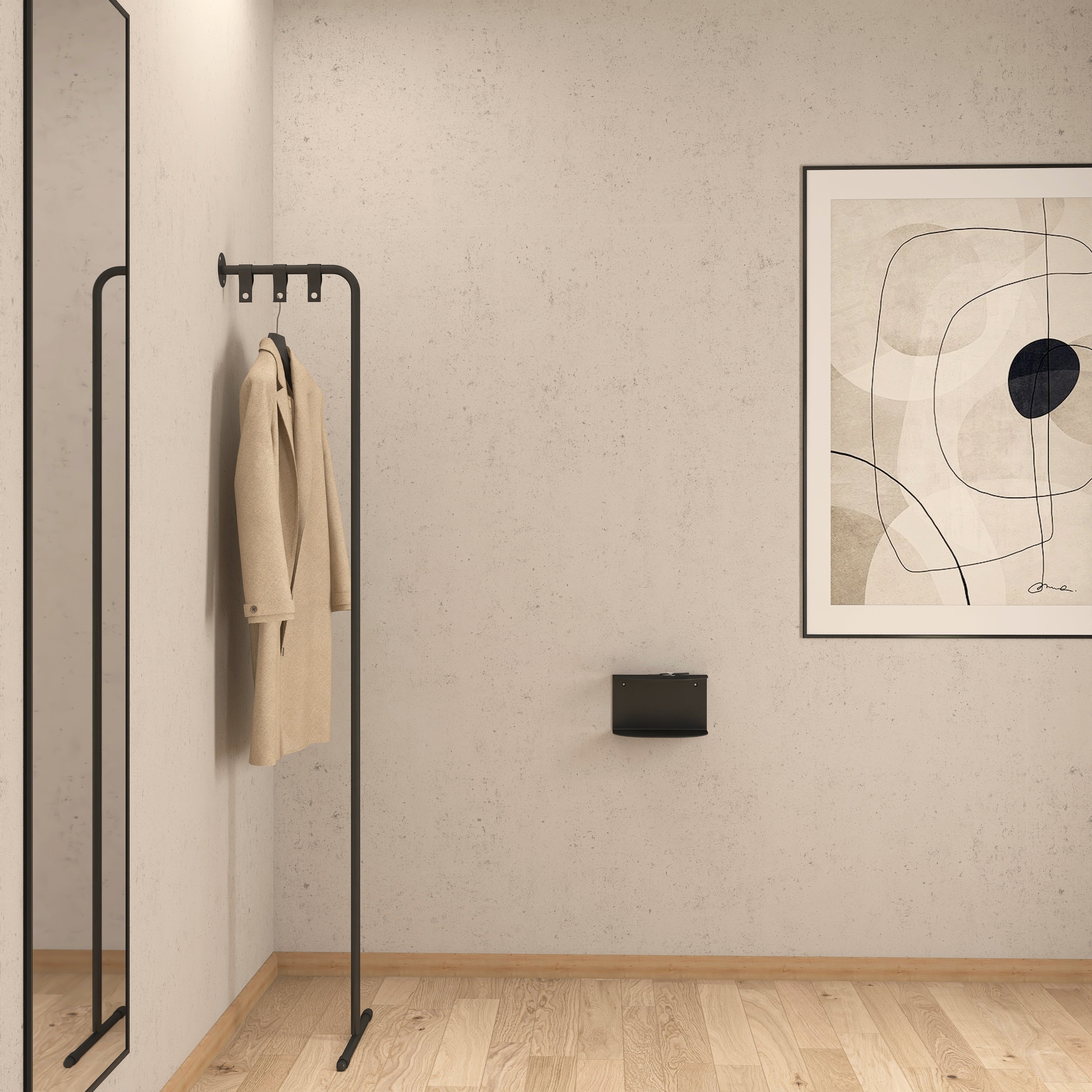 Cuier metalic HELLO design modern, fabricat din metal robust cu agatatori din piele - mono