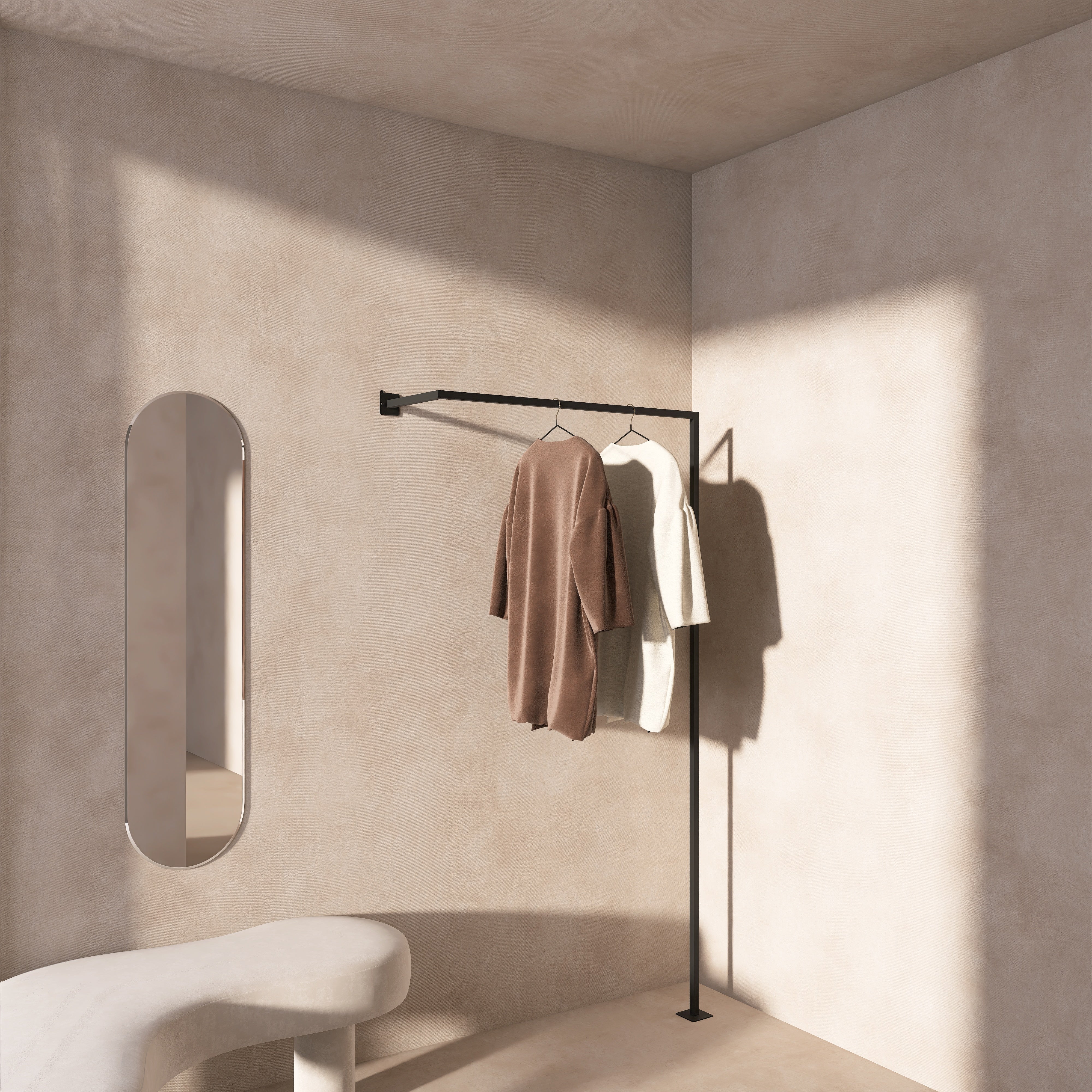 Cuier metalic TP1 design modern, fabricat din metal vopsit electrostatic, cu agatatori din piele- mono