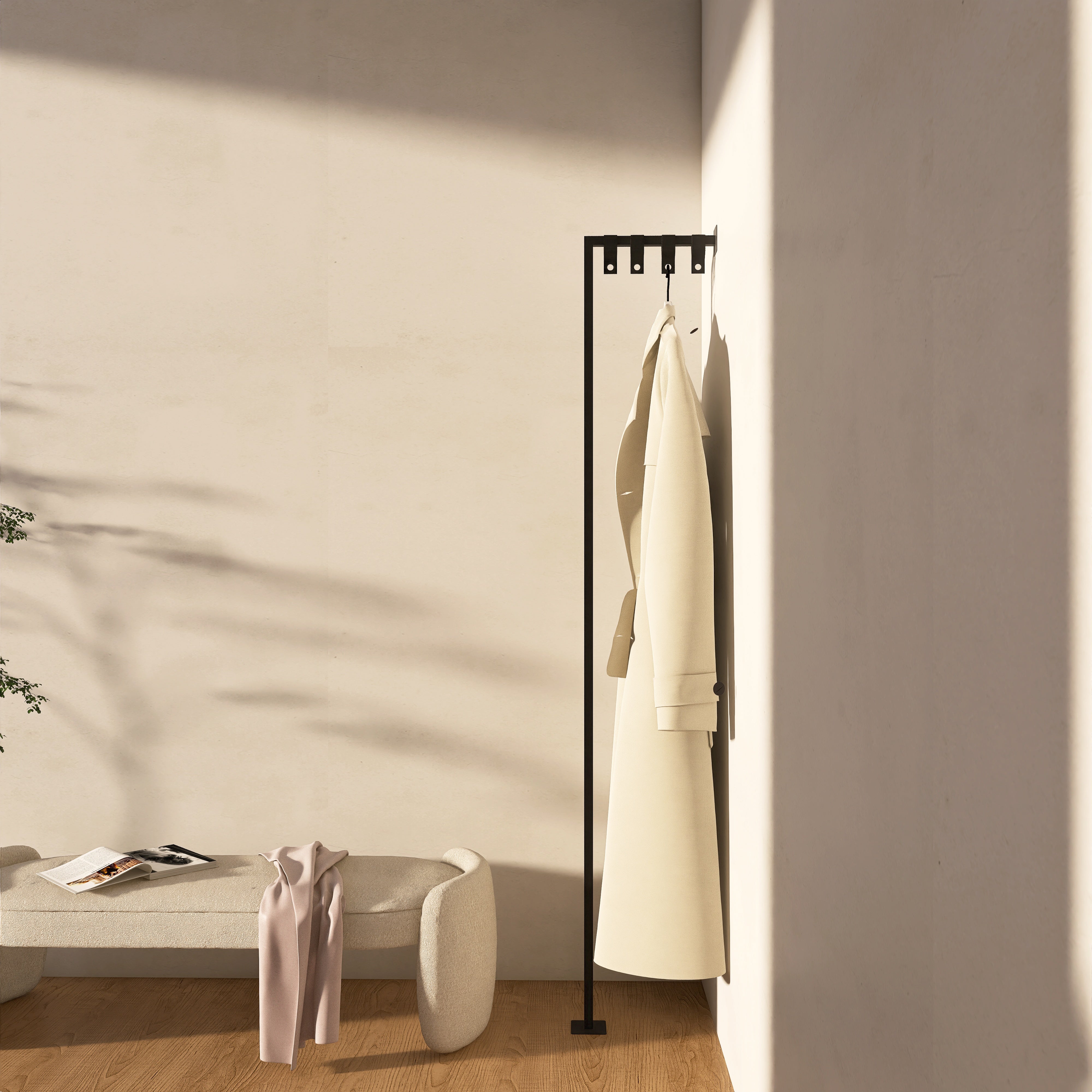 Cuier metalic TP2 design modern si functional, fabricat din metal robust cu agatatori din piele - mono