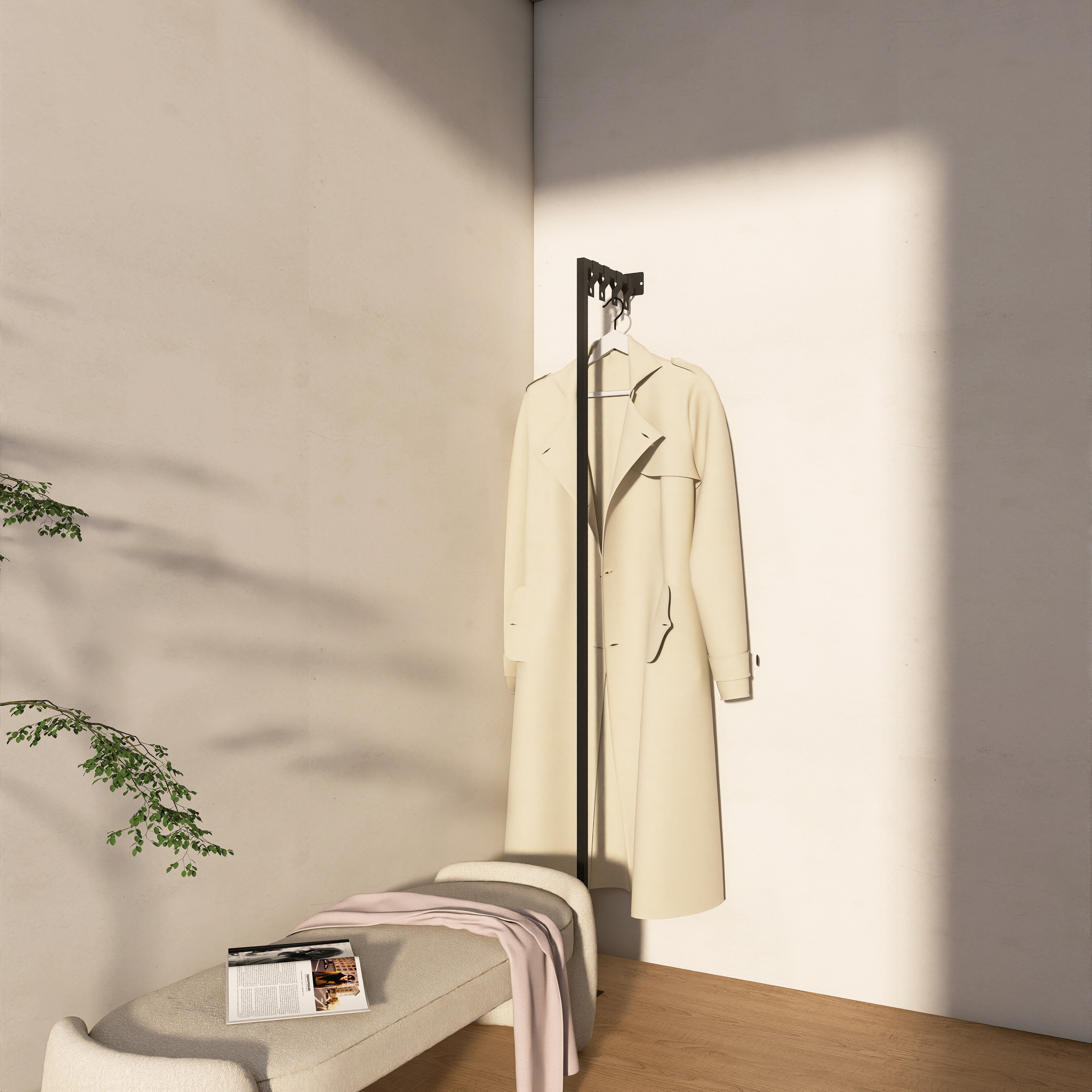 Cuier metalic TP2 design modern si functional, fabricat din metal robust cu agatatori din piele- mono