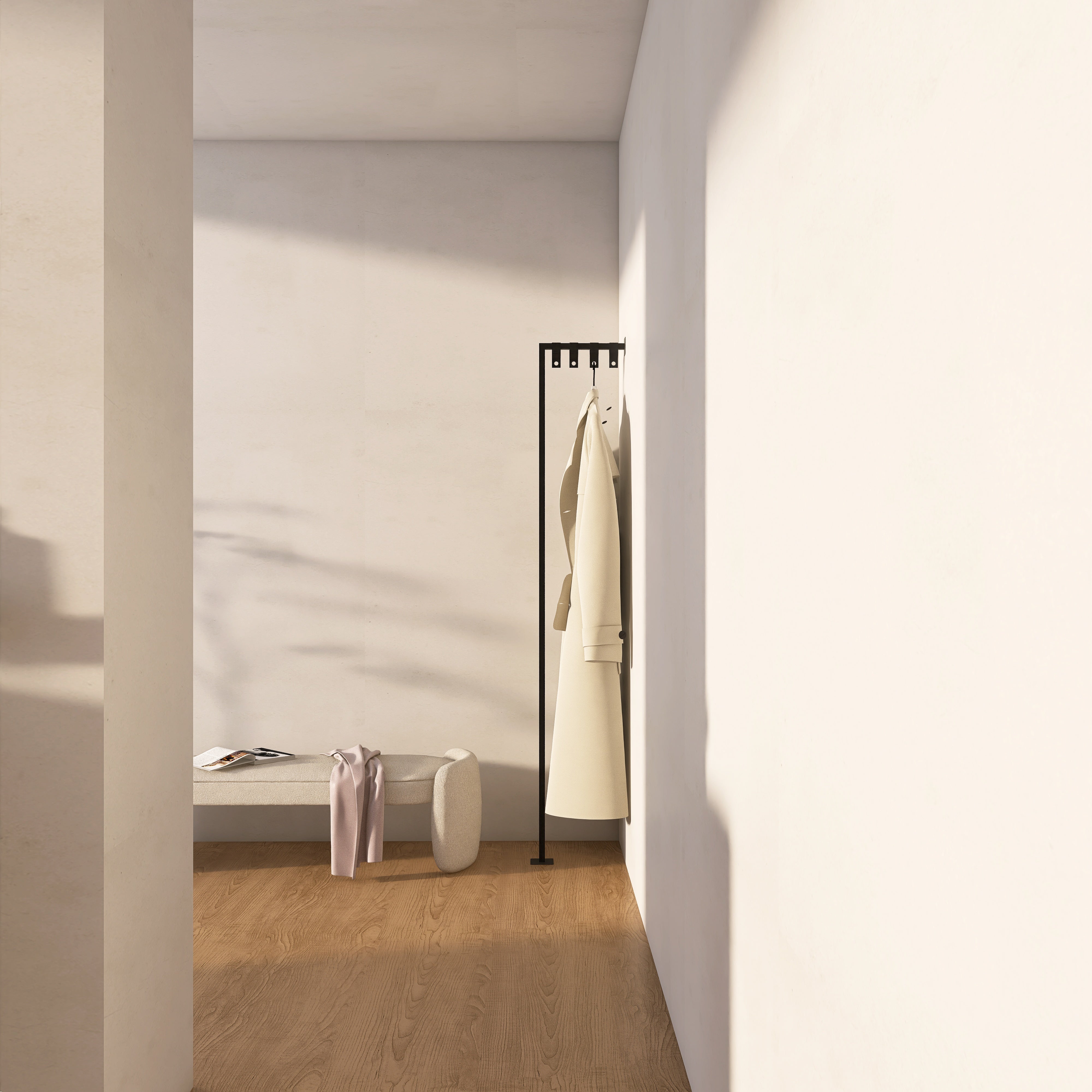 Cuier metalic TP2 design modern si functional, fabricat din metal robust cu agatatori din piele - mono