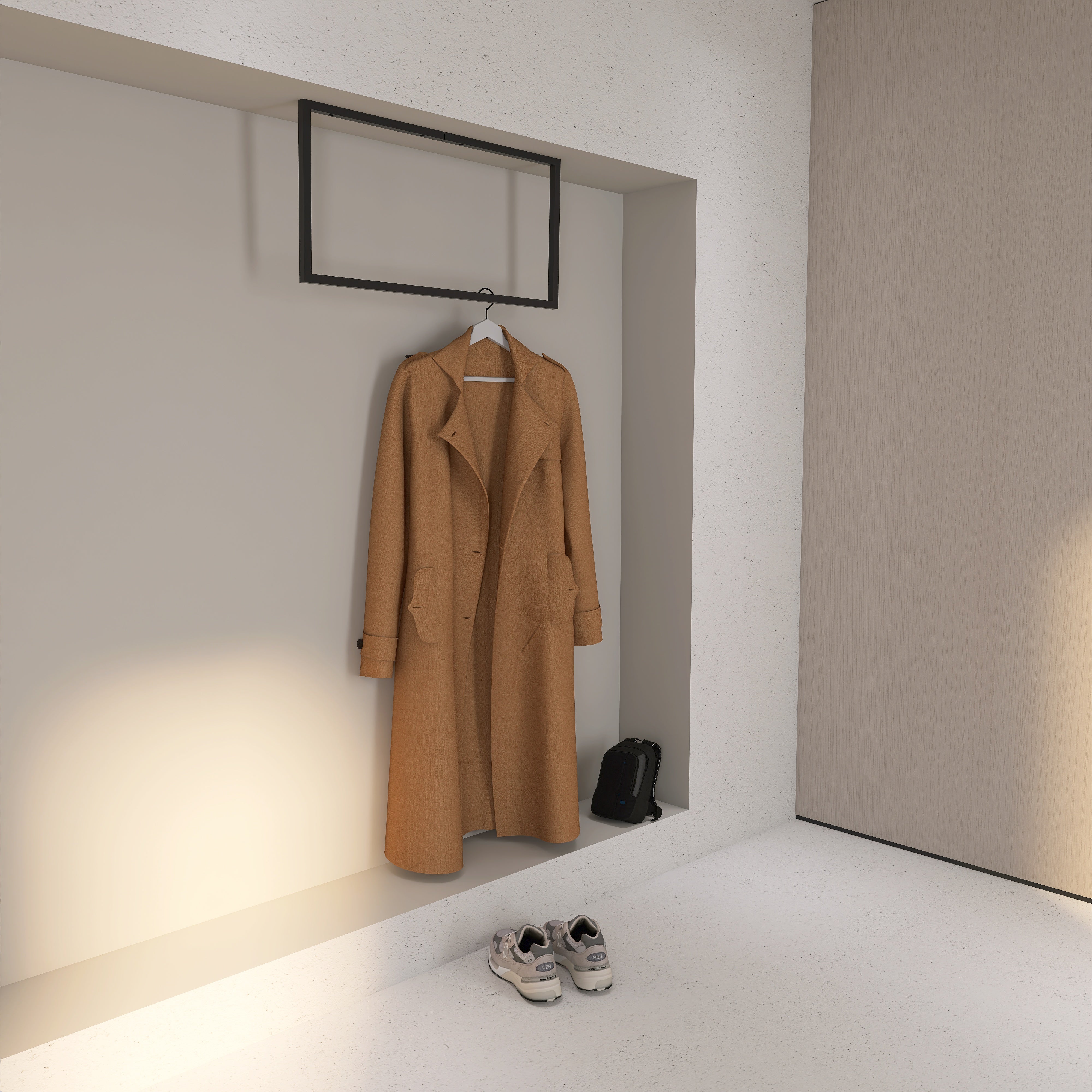 Cuier metalic WINDOW design elegant si practic, cu agatatori din piele naturala, ideal pentru hol- mono