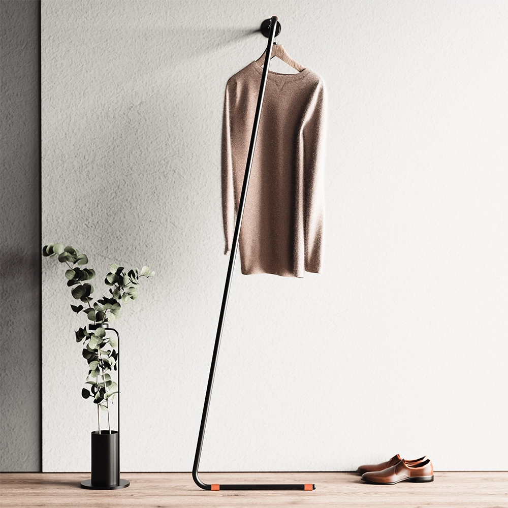 Cuier metalic Z design modern si functional, fabricat din metal robust cu agatatori din piele - mono