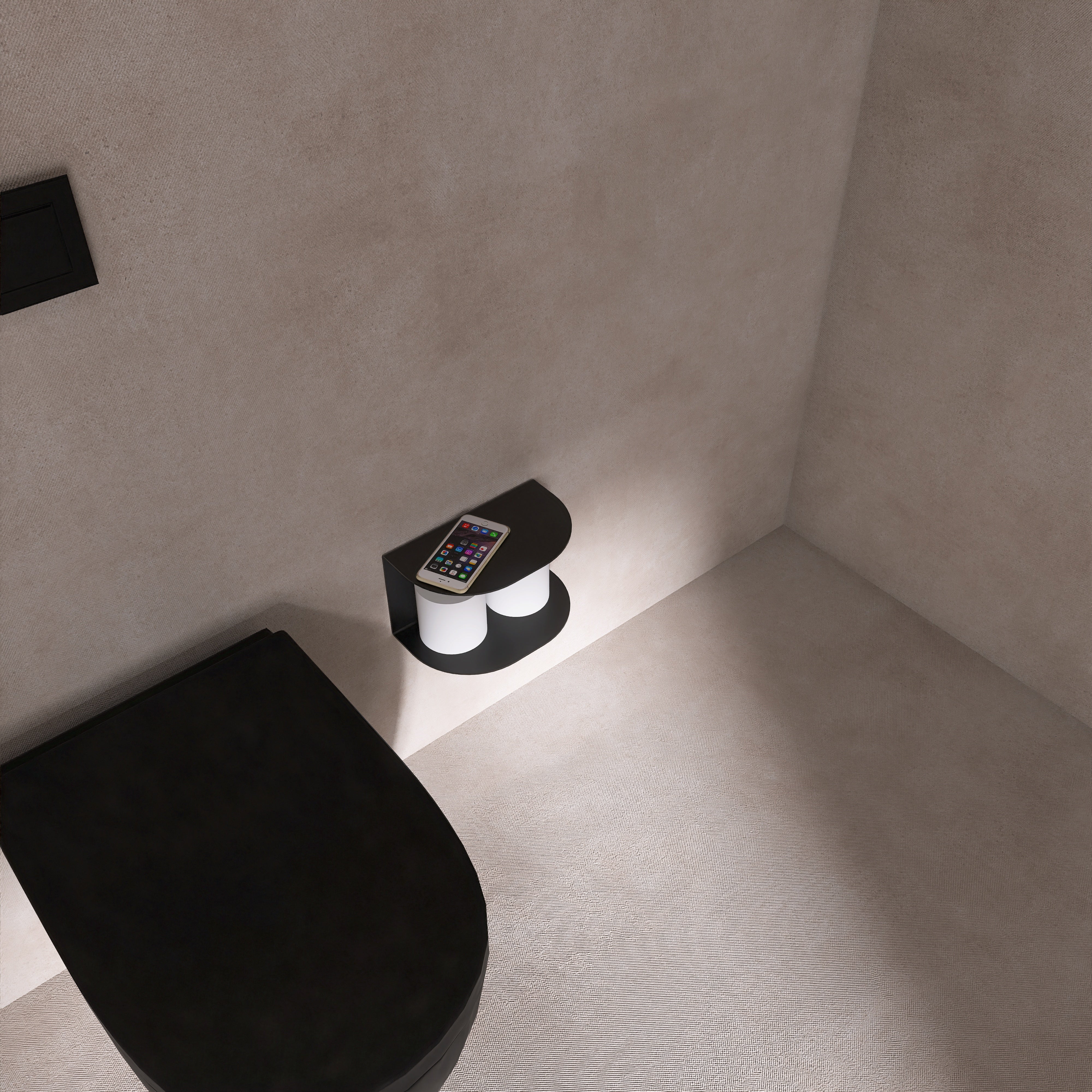 Etajera metalica CURVE 2 design modern si fluid, ideala pentru hartia igienica si organizarea produselor de igiena intima- mono