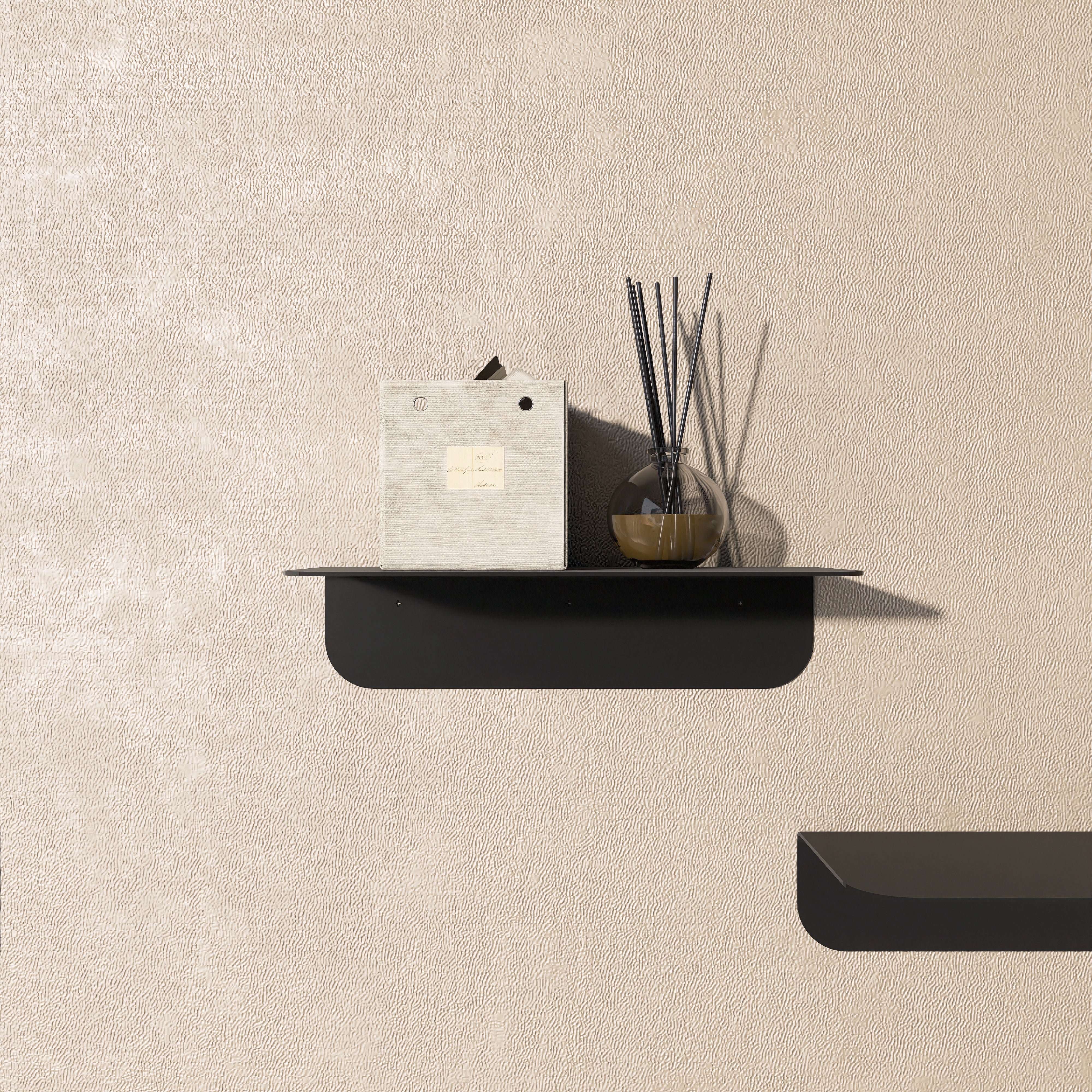 Etajera metalica Fly din aluminiu vopsit electrostatic, design minimalist, ideala pentru living, baie si hol.