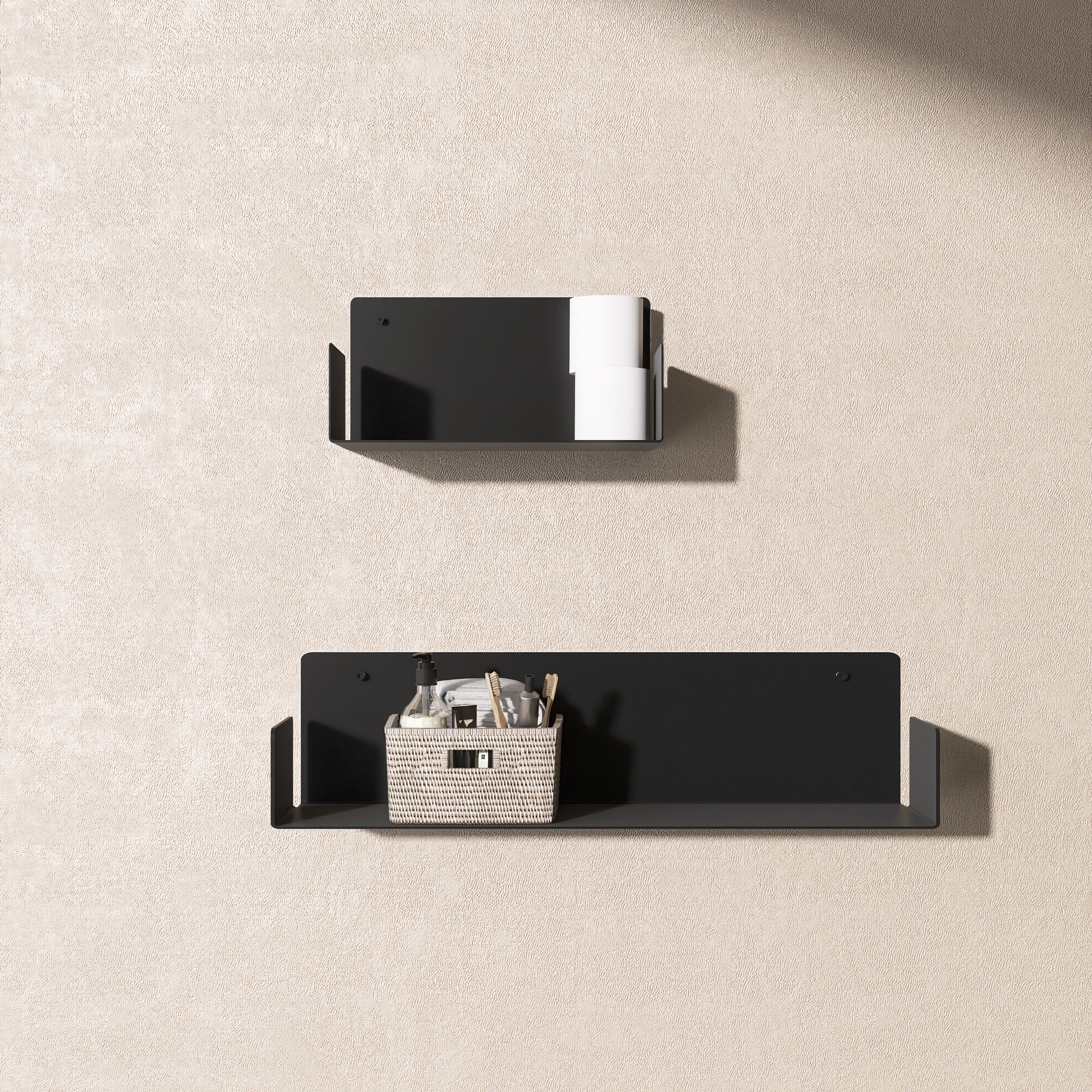 Etajera metalica Fold din aluminiu, vopsita electrostatic, cu design minimalist si margini laterale, ideala pentru carti si decoratiuni