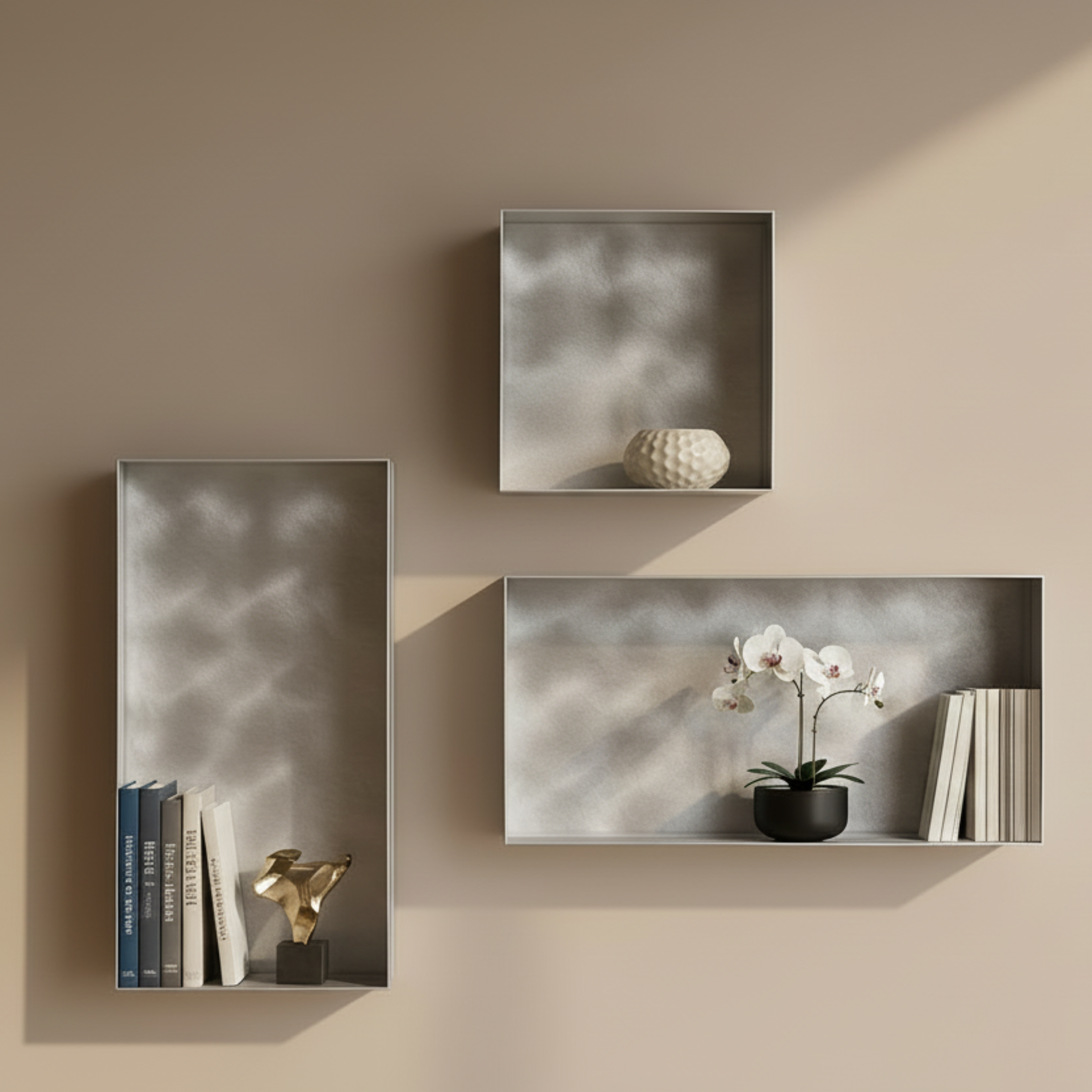 Etajere FRAME - configurare personalizată 40x40cm și 40x80cm, libertate totală în aranjament, finisat manual