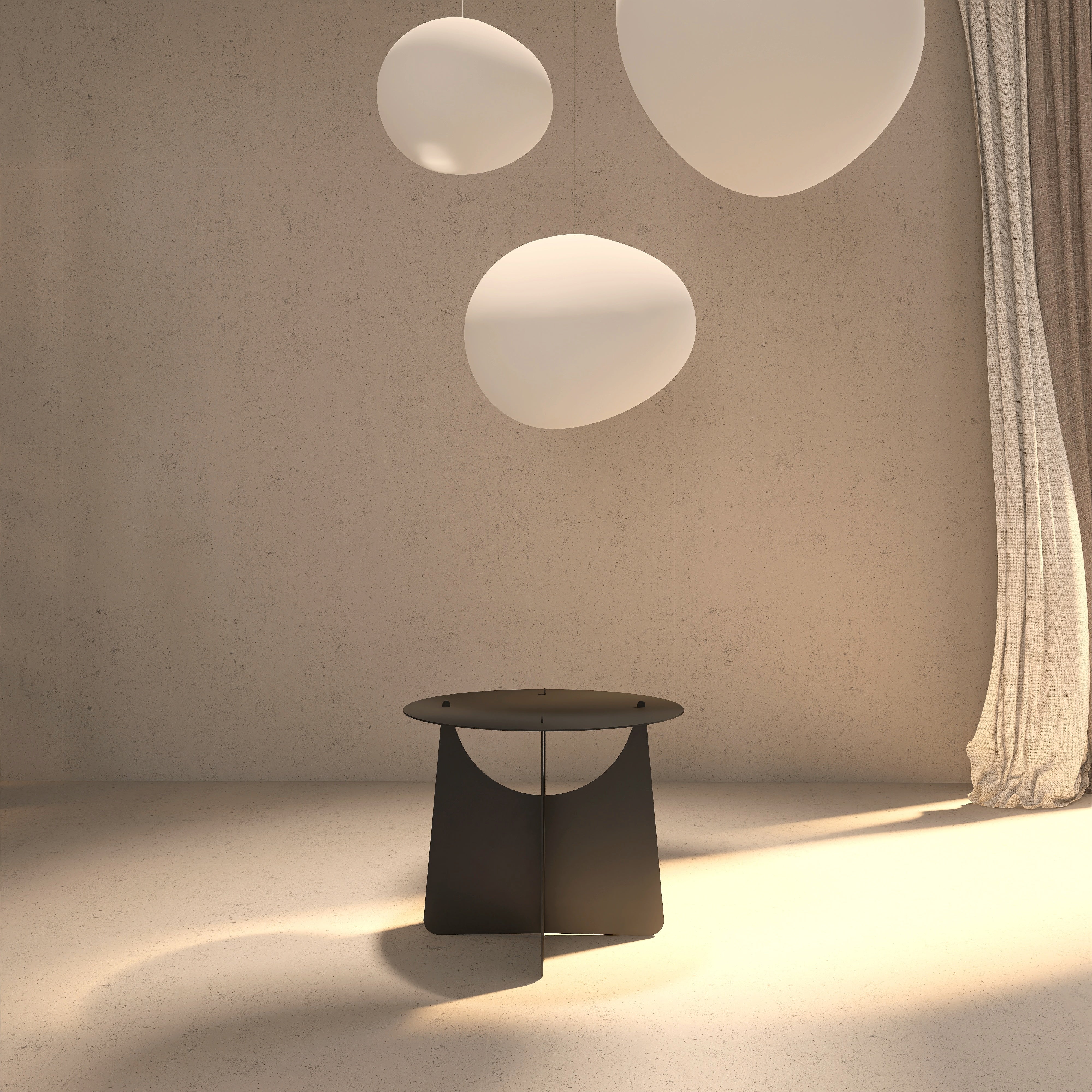 Masuta metalica FUNNY M – noptiera, masa auxiliara sau masa de cafea, cu design minimalist, versatil si finisaj neutru potrivit oricarui decor.