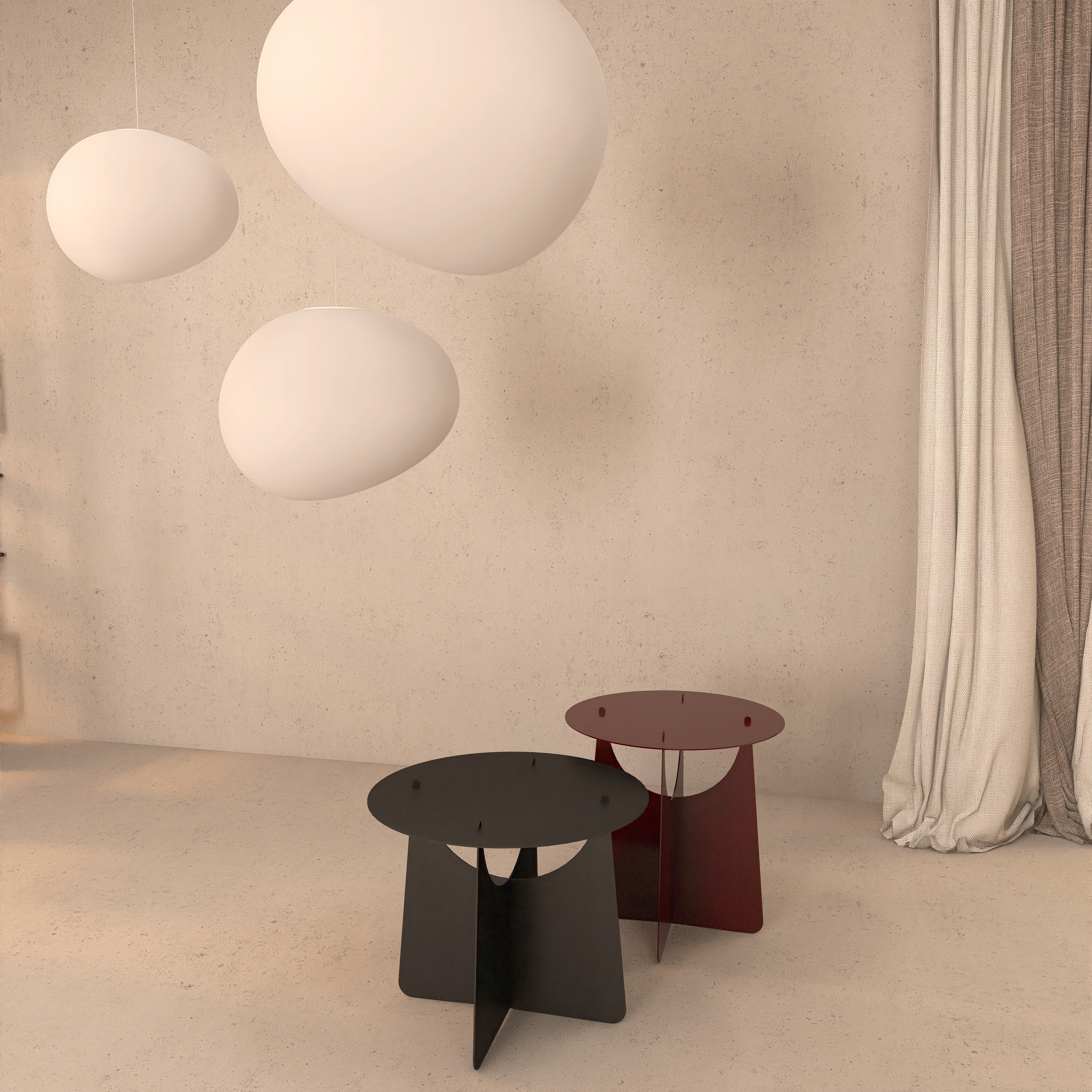 Masuta metalica FUNNY M – noptiera, masa auxiliara sau masa de cafea, cu design minimalist, versatil si finisaj neutru potrivit oricarui decor.