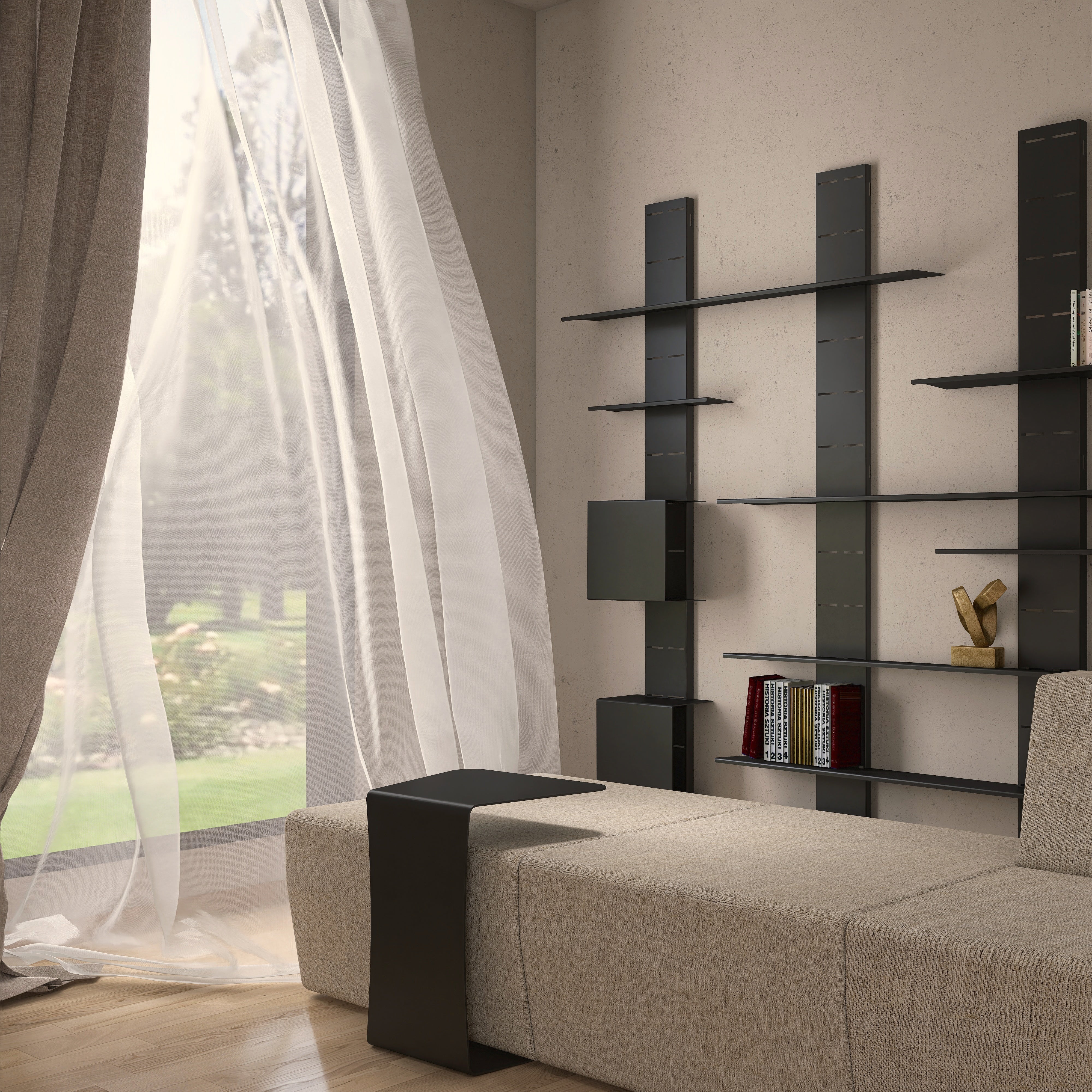 Masuta metalica JACOB – noptiera, masa auxiliara sau masa de cafea, cu design minimalist, versatil si finisaj neutru potrivit oricarui decor.