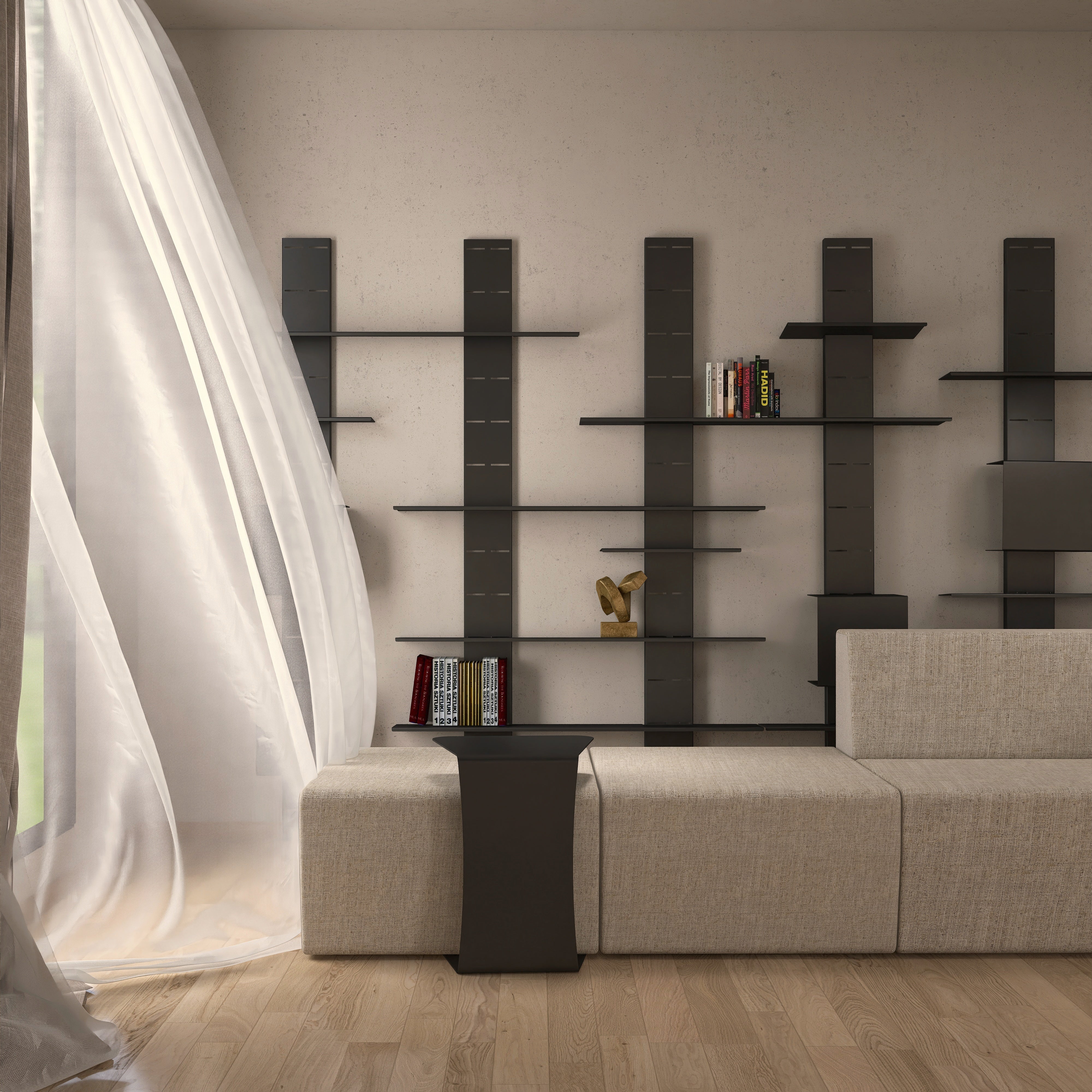 Masuta metalica JACOB – noptiera, masa auxiliara sau masa de cafea, cu design minimalist, versatil si finisaj neutru potrivit oricarui decor.