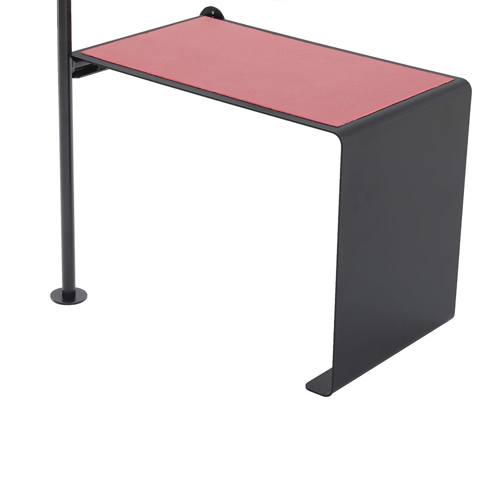 Cuier metalic WELCOME solutie eleganta si practica pentru hol, cu bara pentru umeras si agatatori din piele naturala, plus banca metalica cu sezut din piele- mono