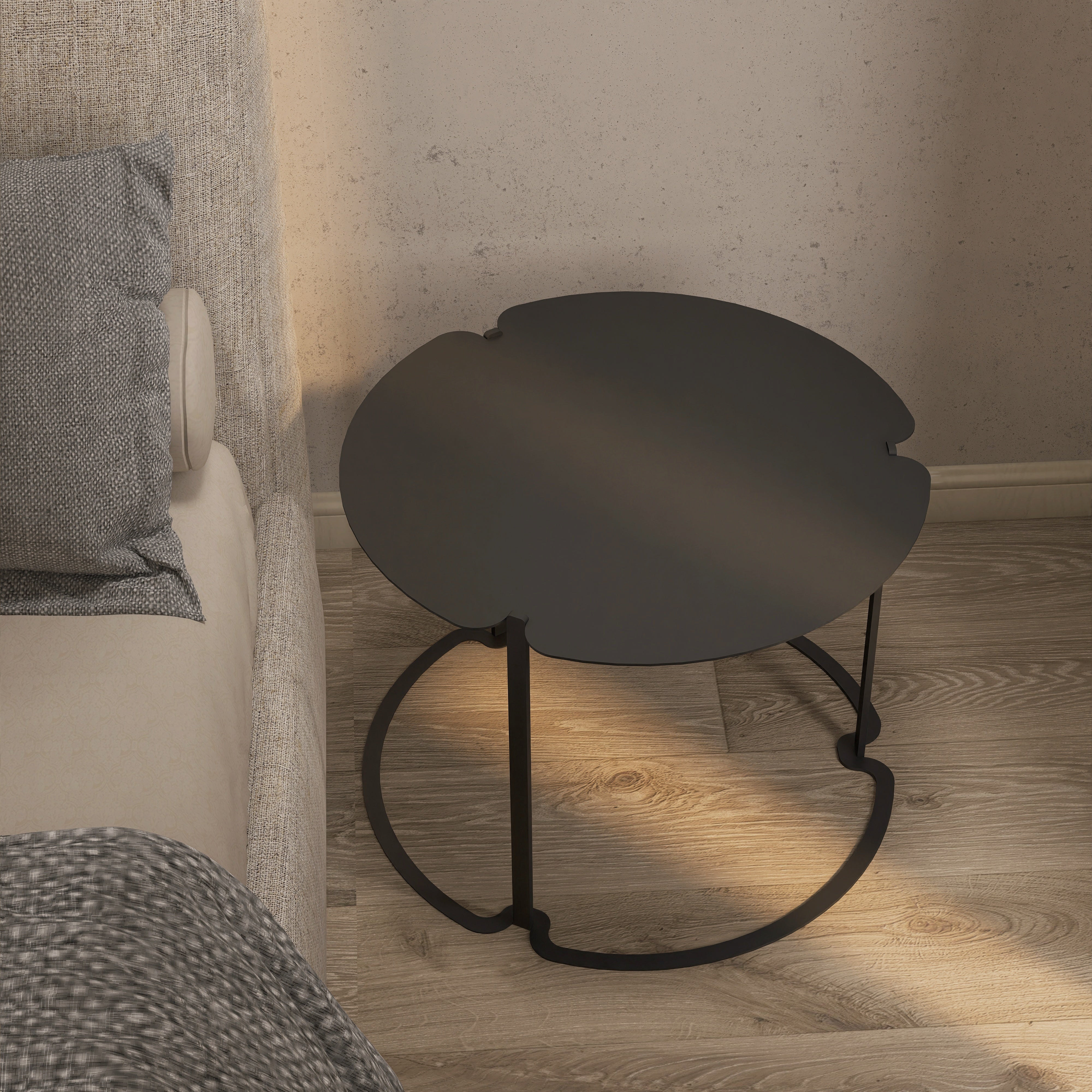 Noptiera metalica BLEND design minimalist cu linii organice, perfecta pentru orice decor - mono