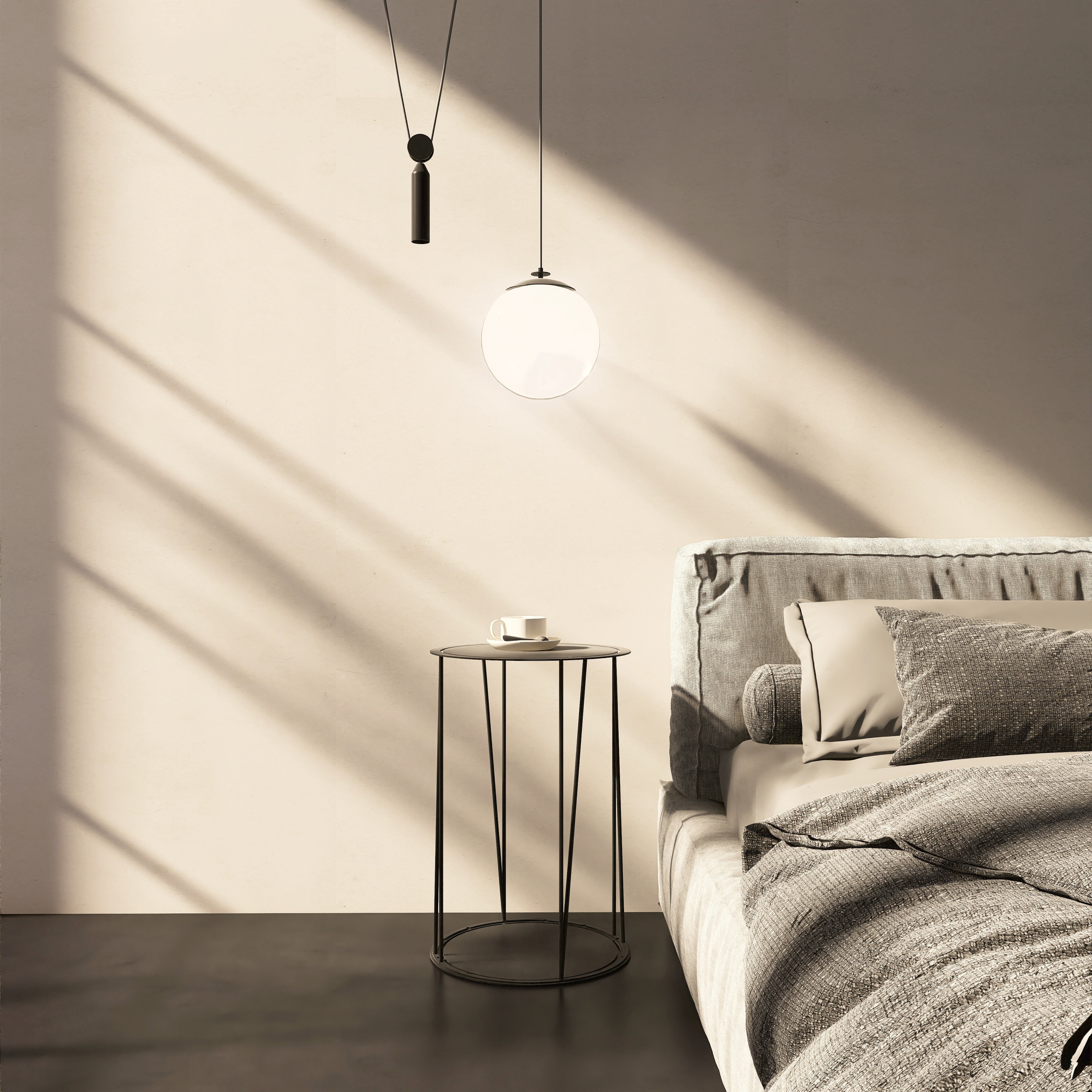 Noptiera metalica NO GRAVITY design modern si minimalist, cu finisaj de inalta calitate, care creeaza impresia ca sfideaza gravitatia, ideala pentru dormitor, potrivita in orice decor, de la clasic la contemporan - mono
