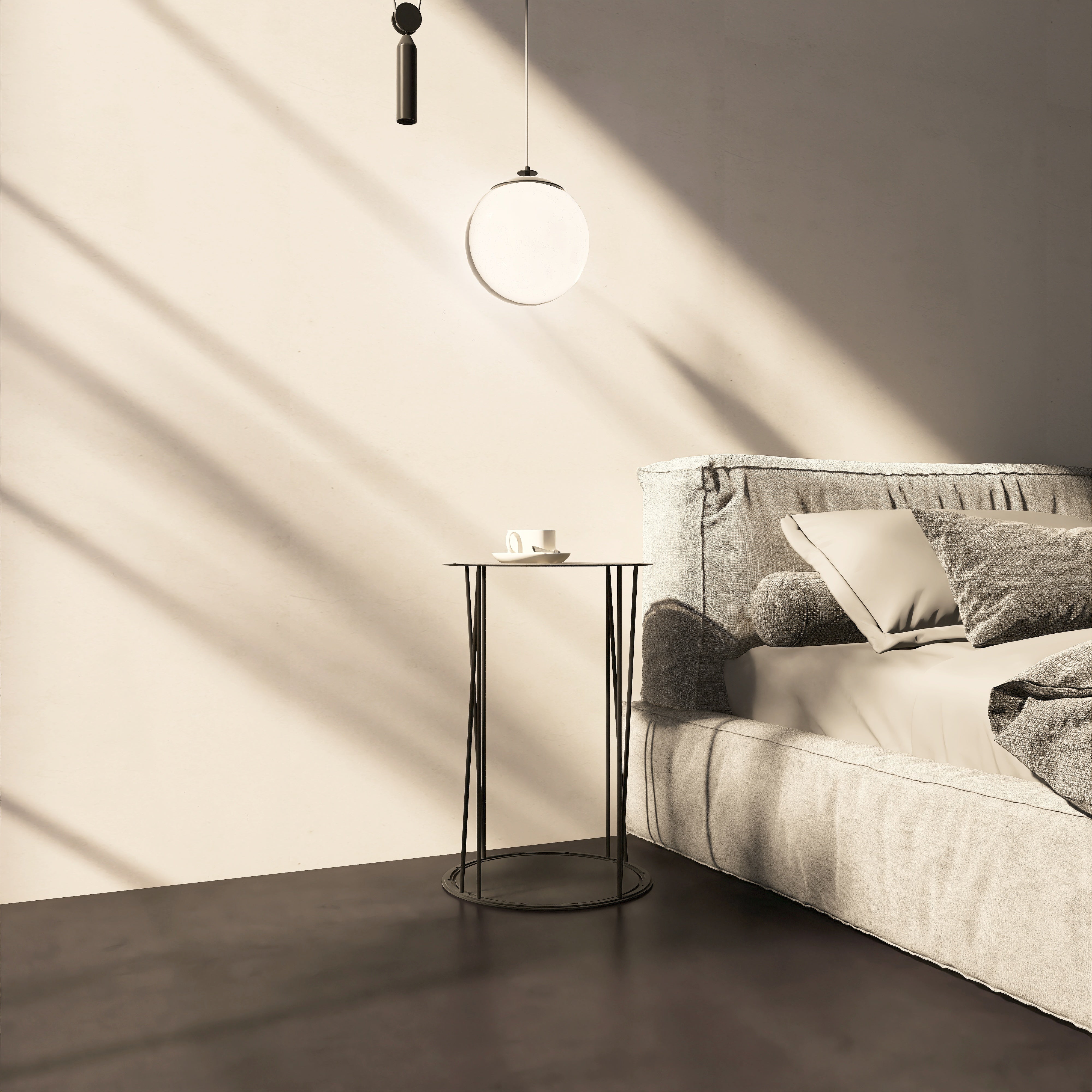 Noptiera metalica NO GRAVITY design modern si minimalist, cu finisaj de inalta calitate, care creeaza impresia ca sfideaza gravitatia, ideala pentru dormitor, potrivita in orice decor, de la clasic la contemporan- mono