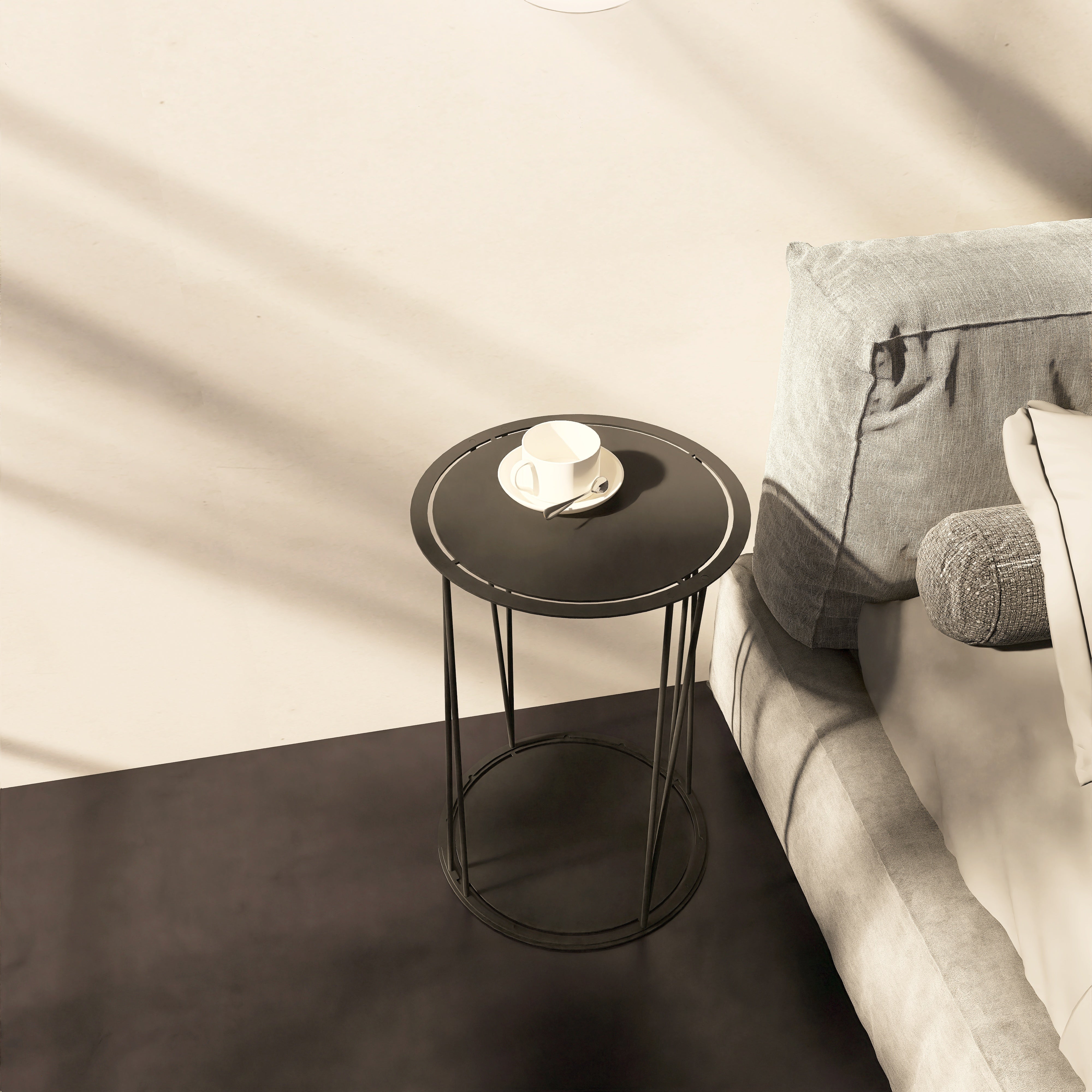 Noptiera metalica NO GRAVITY design modern si minimalist, cu finisaj de inalta calitate, care creeaza impresia ca sfideaza gravitatia, ideala pentru dormitor, potrivita in orice decor, de la clasic la contemporan - mono