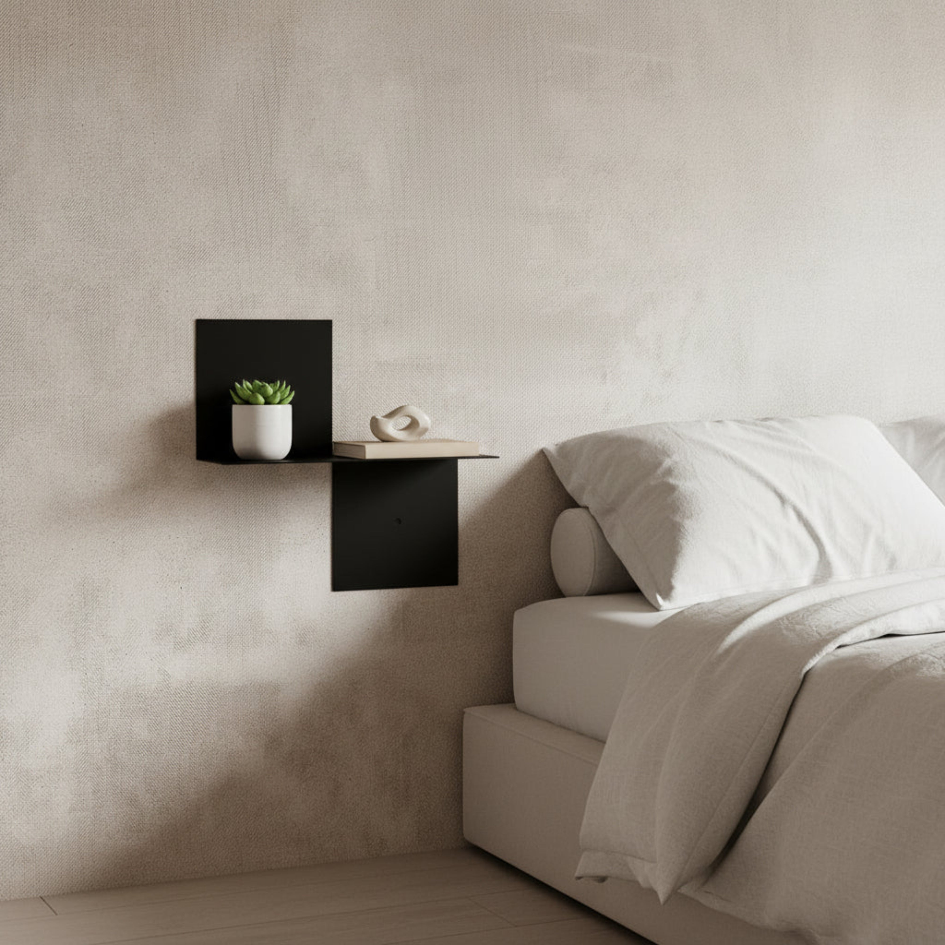 Noptieră metalică CUBE pentru dormitor - design modern și minimalist