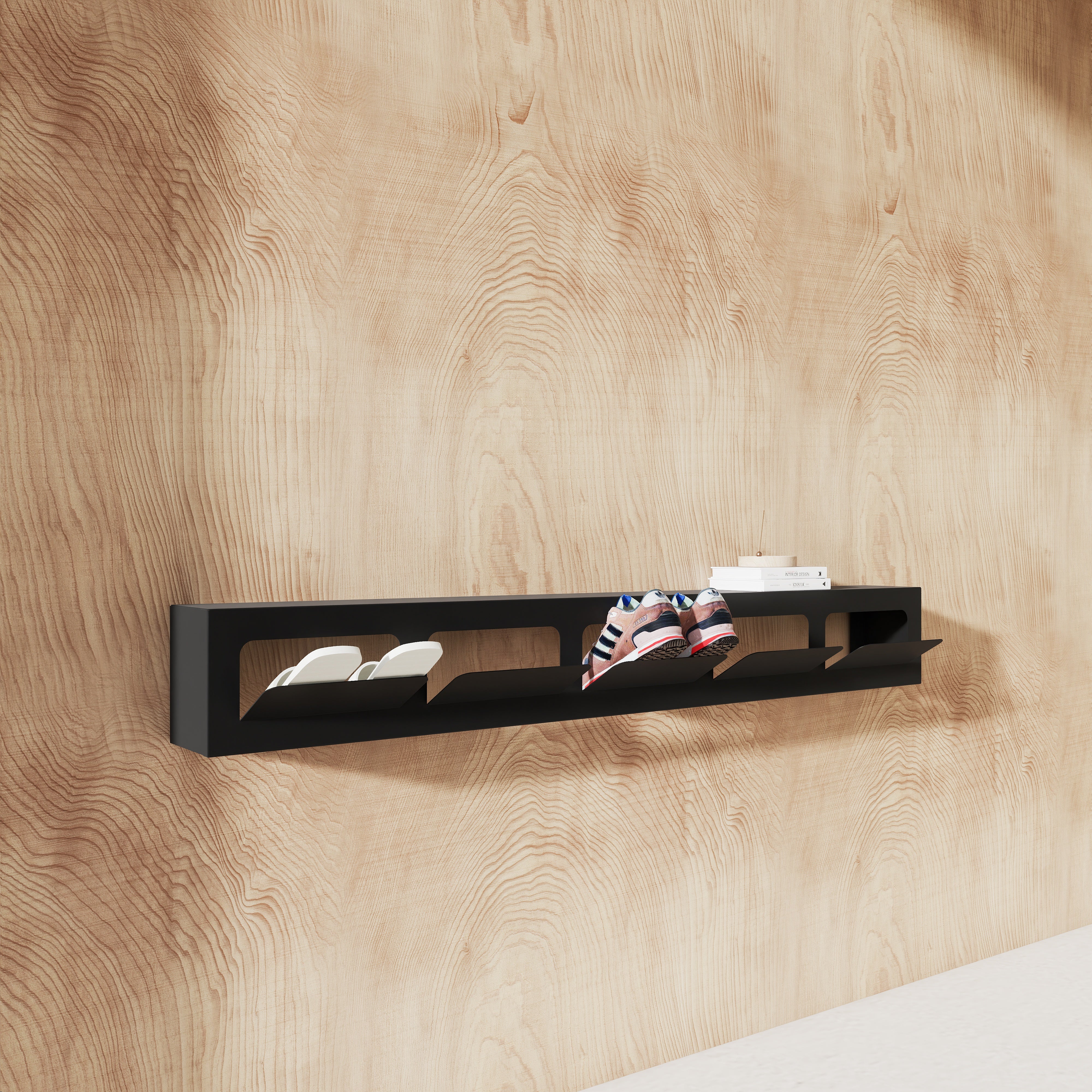 Detaliu pantofar SOLE 2 - construcție metalică robustă, format orizontal pentru depozitare aerisită și accesibilă