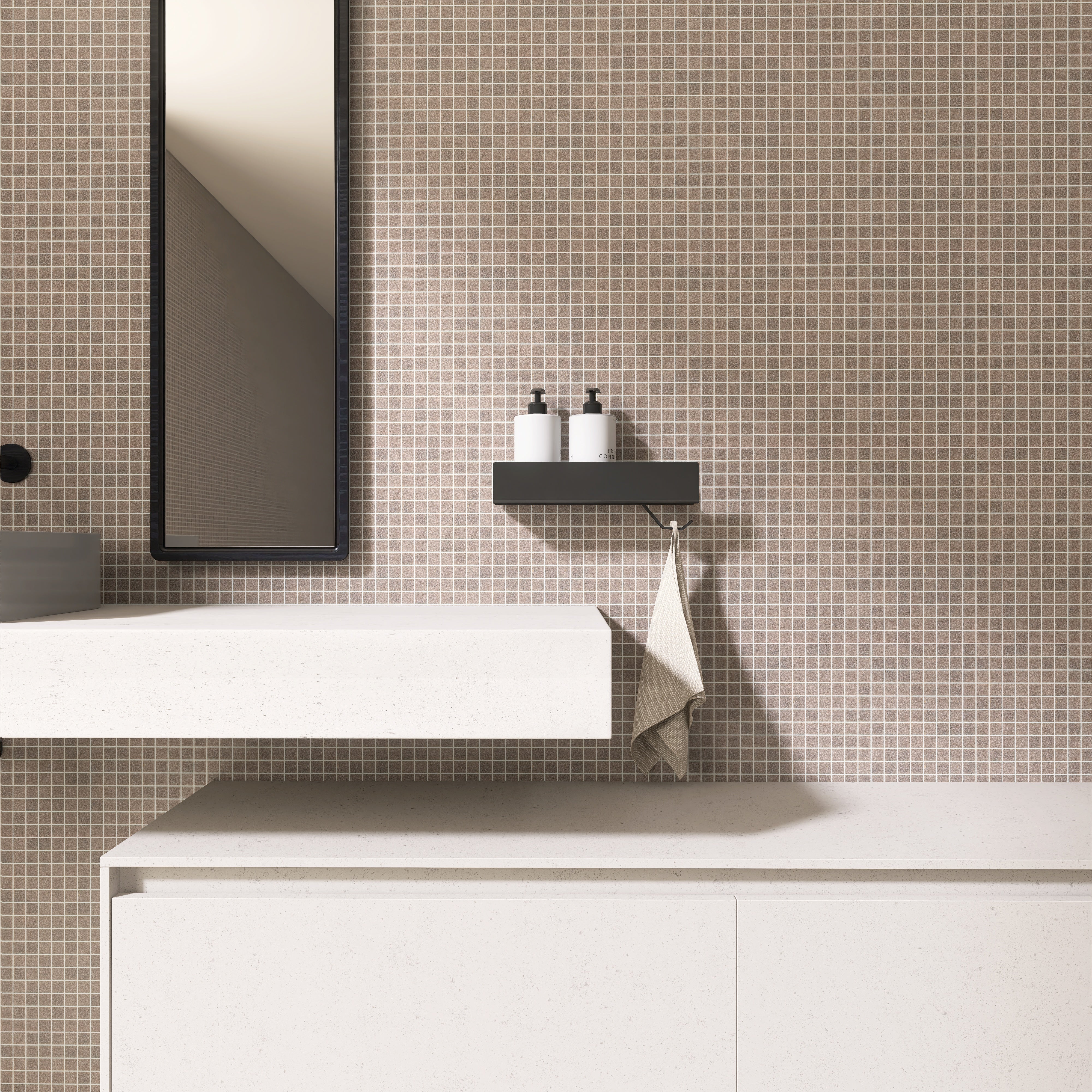 Polita metalica de baie LINE 2 – raft elegant din aluminiu, ideal ca etajera si suport pentru prosoape si produse de igiena, perfect pentru o baie ordonata si moderna.