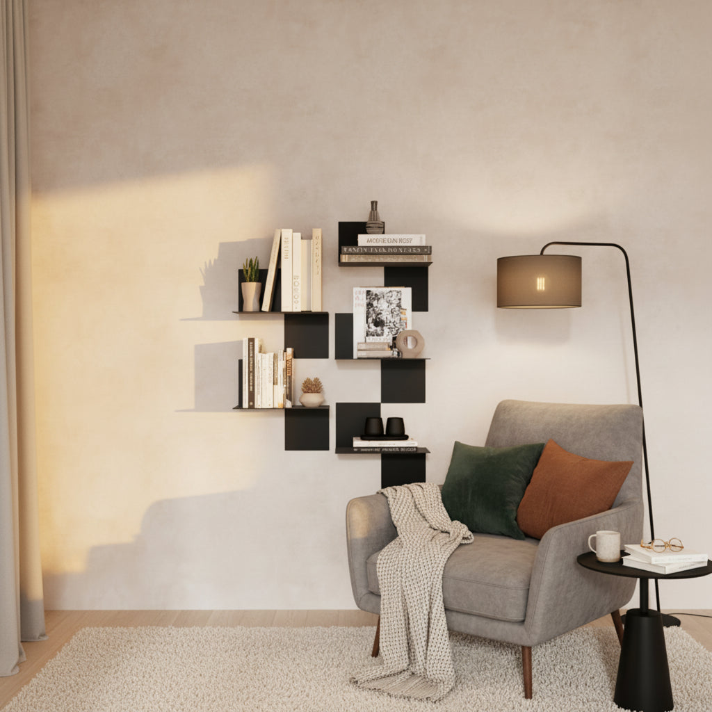 Poliță CUBE pentru colț de citit și birou - ideală pentru cărți si obiecte de decor