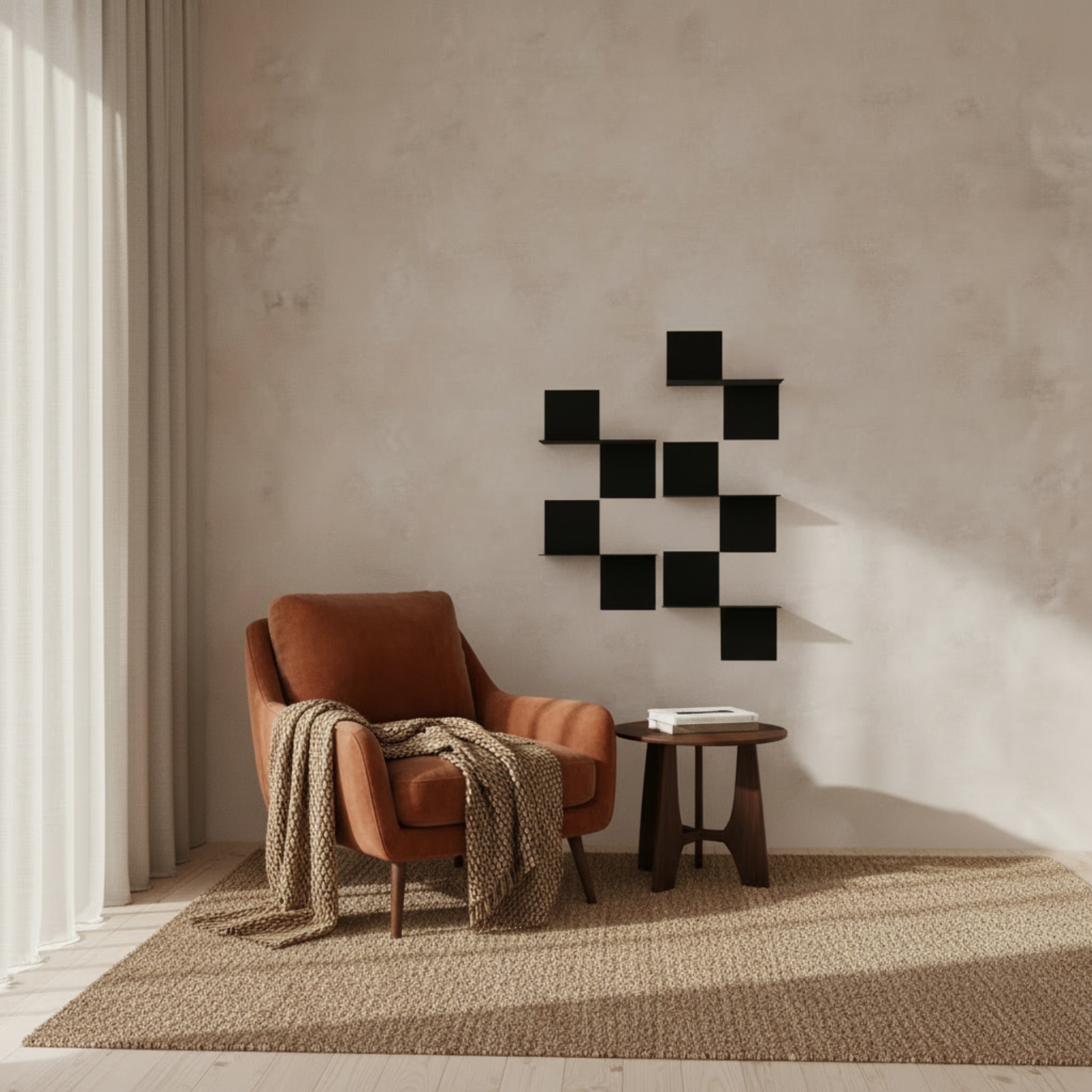 Poliță metalică CUBE pentru bibliotecă - design minimalist pentru cărți