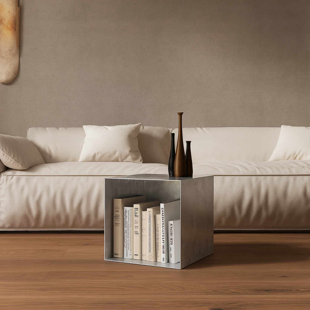 Raft aluminiu Vinyl Cube pentru viniluri, masuta cafea si noptiera, design modular sustenabil