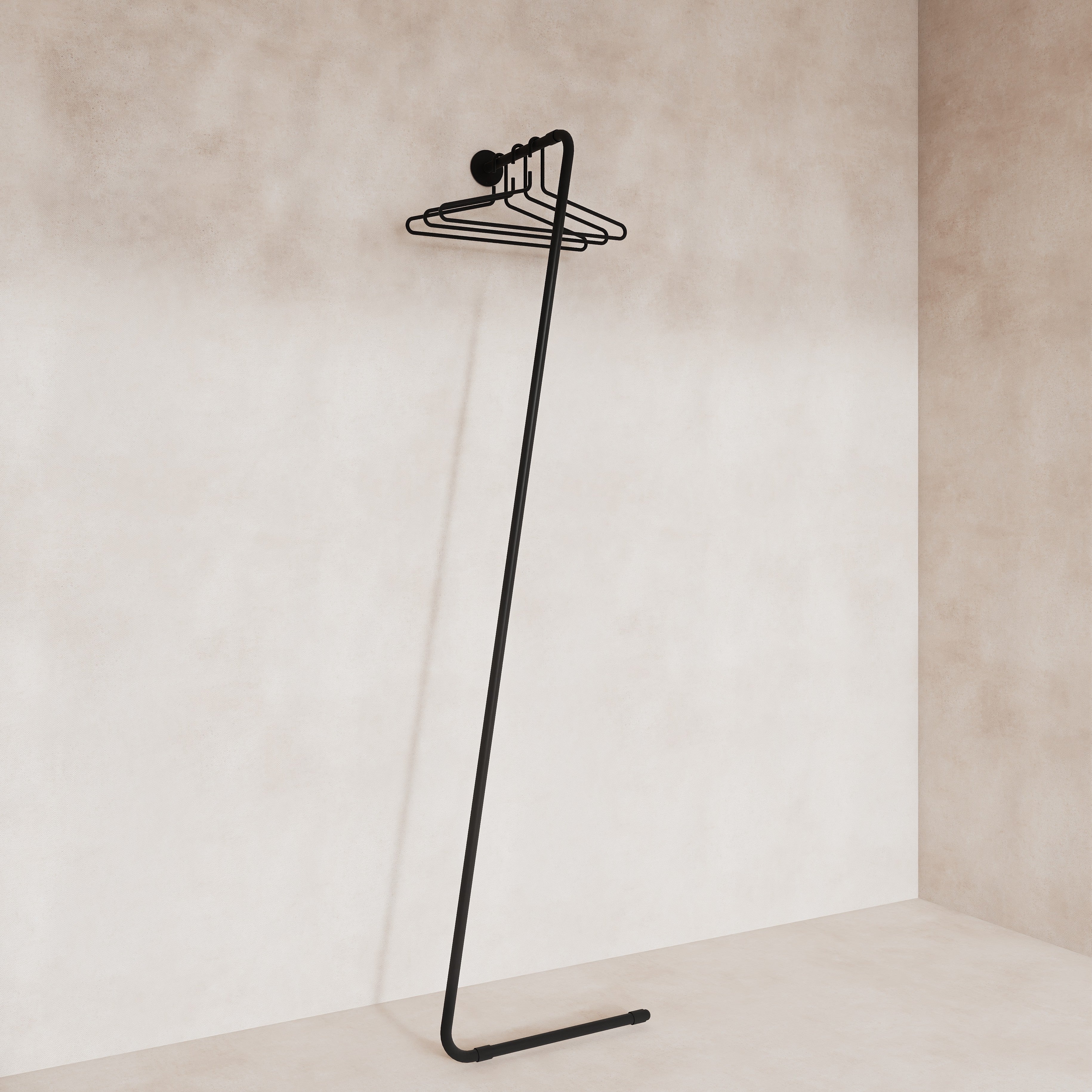 Set cuier Z și 3 umerașe LINE - design coerent și rafinat, oțel rezistent cu detalii premium din piele, disponibil în roșu sau negru