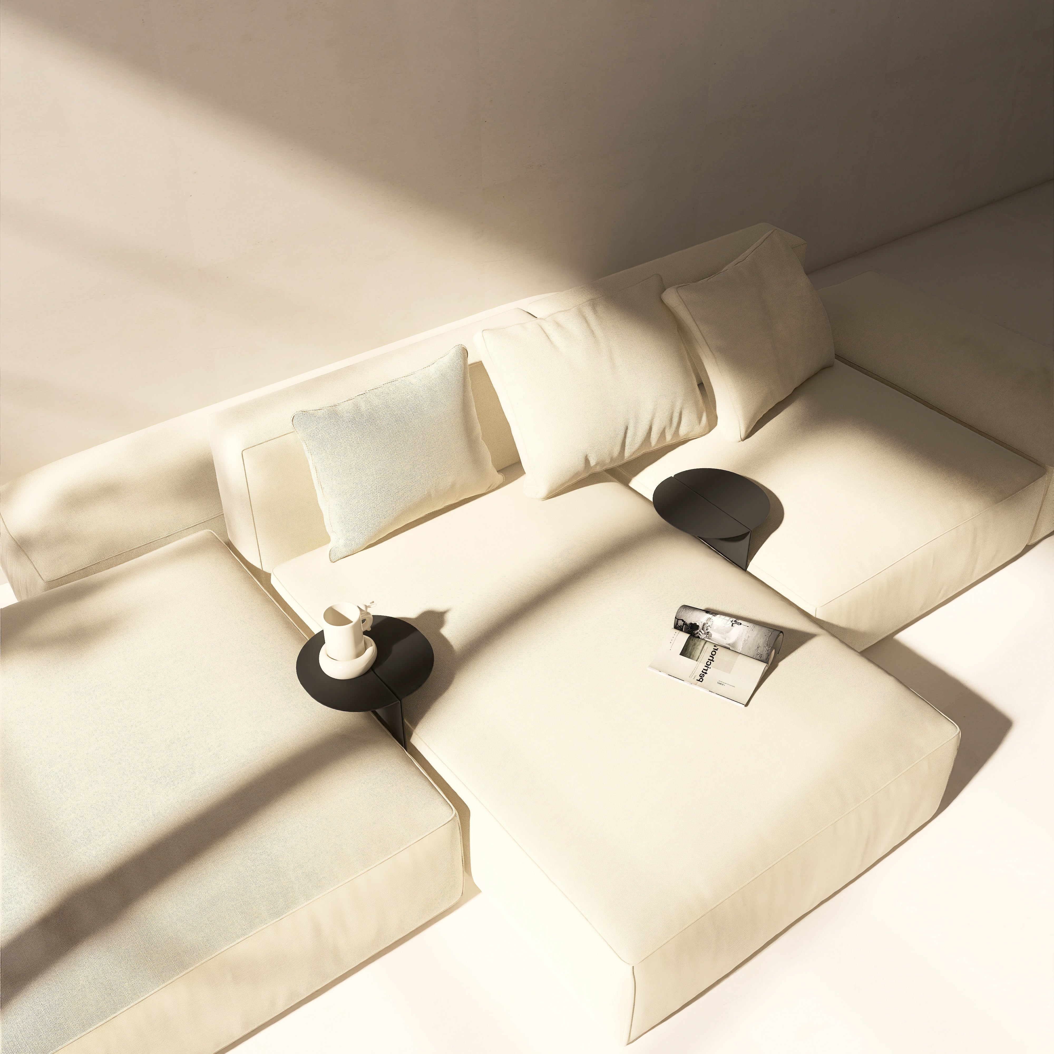 Masuta metalica NEXT 2 NEXT  design simplu si versatil, cu doua piese independente care se unesc usor cu ajutorul magnetilor, ideal pentru canapele modulare - mono