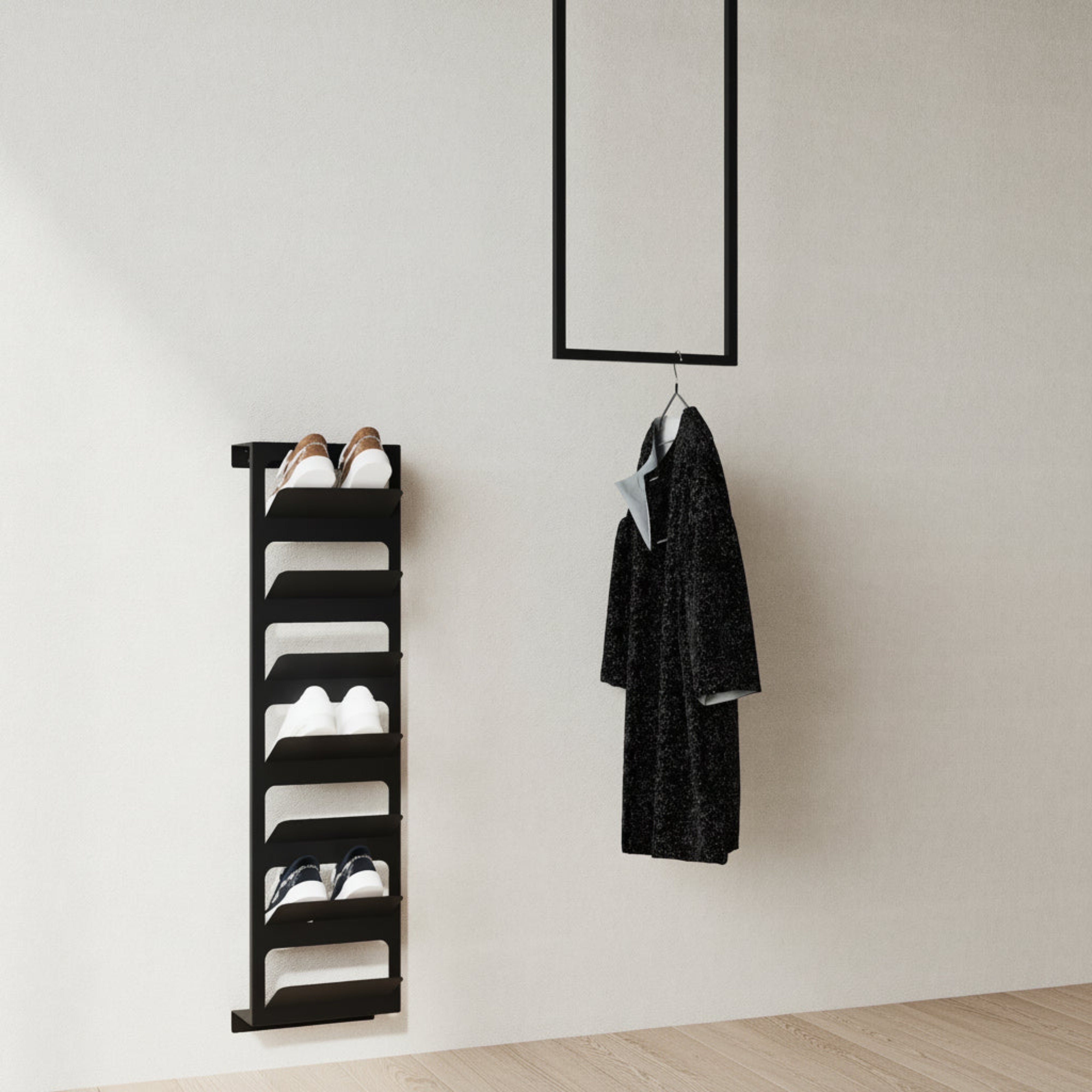 Set pantofar SOLE și cuier WINDOW pentru spații mici - design minimalist, linii simple, organizare eficientă pentru hol compact