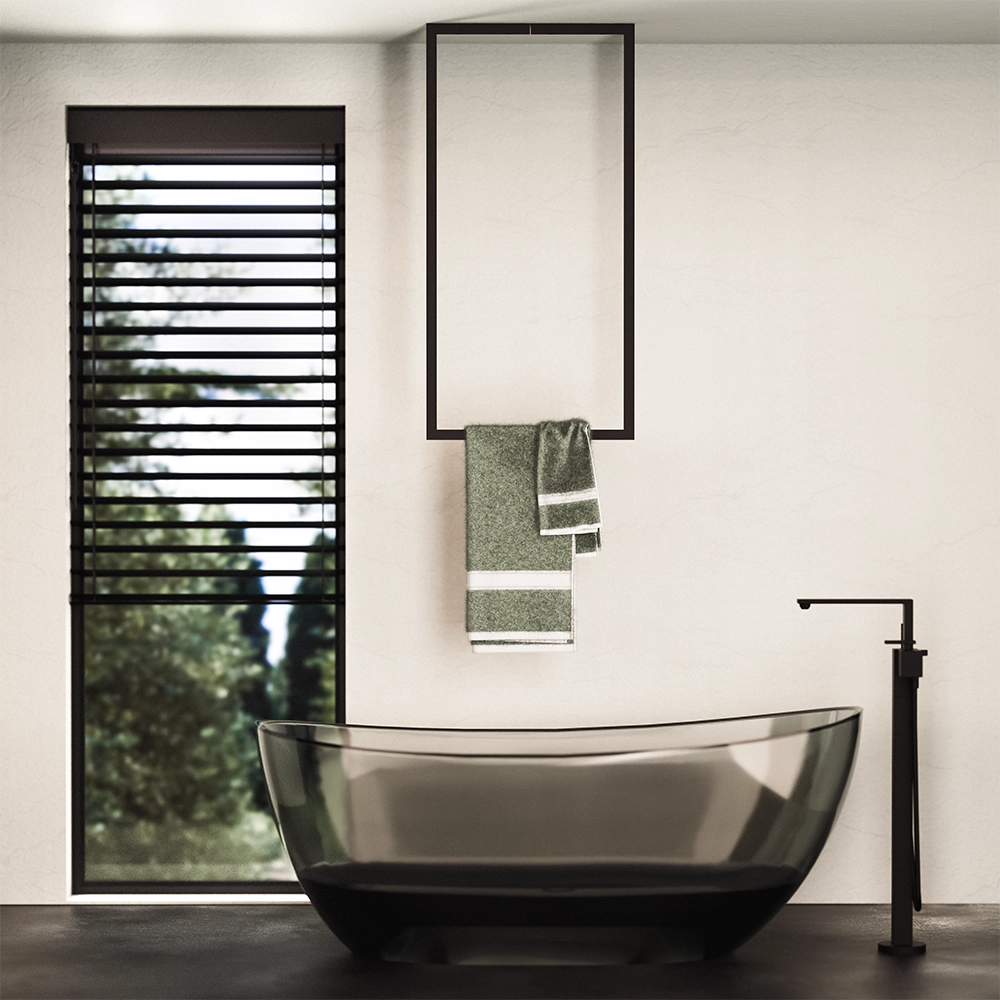 Suport metalic WINDOW din otel cu finisaj negru mat – durabil, rezistent la umiditate, ideal pentru baie moderna, functional si elegant.