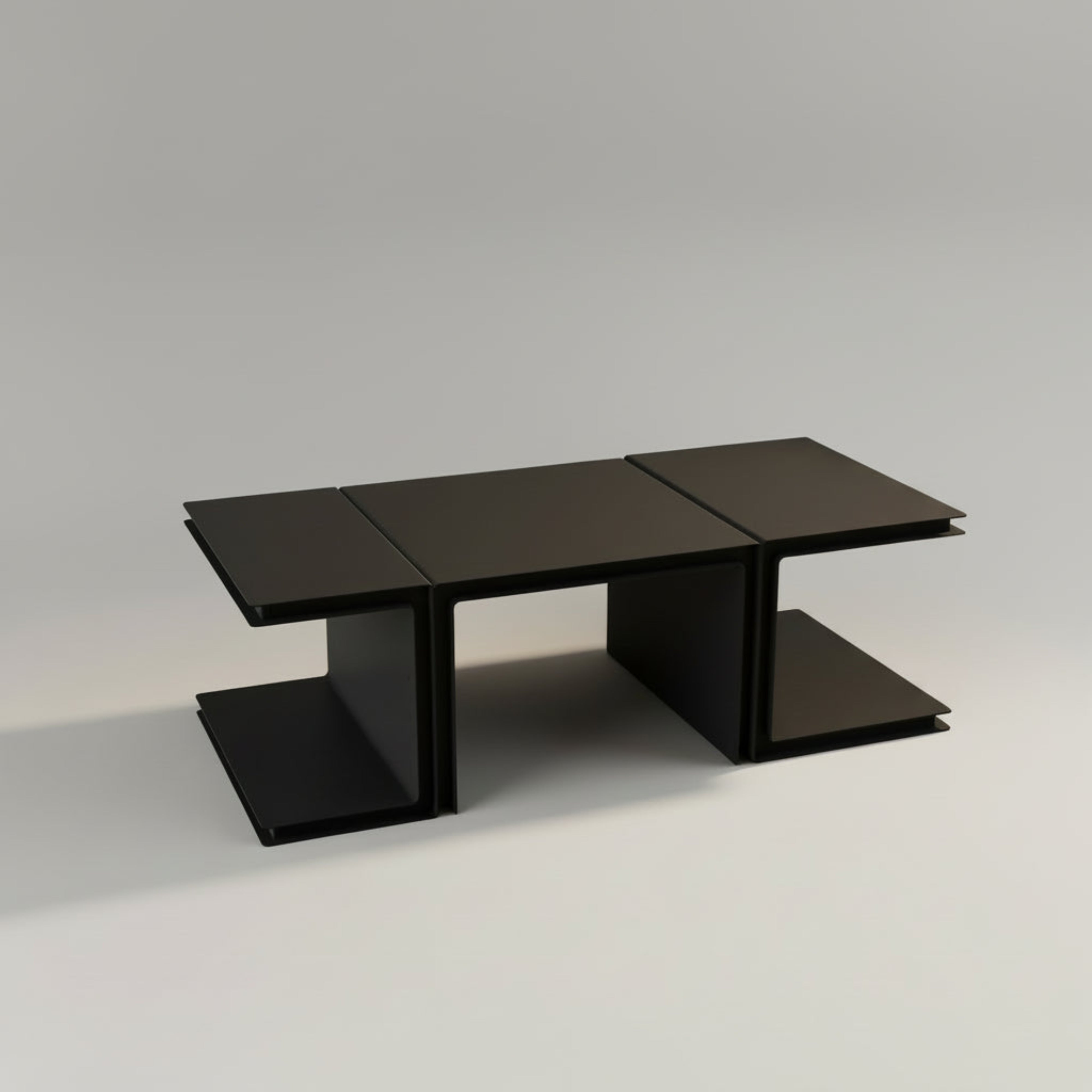 TRIO set complet - trei module combinate, măsuță de cafea modulară, finisaj texturat mat