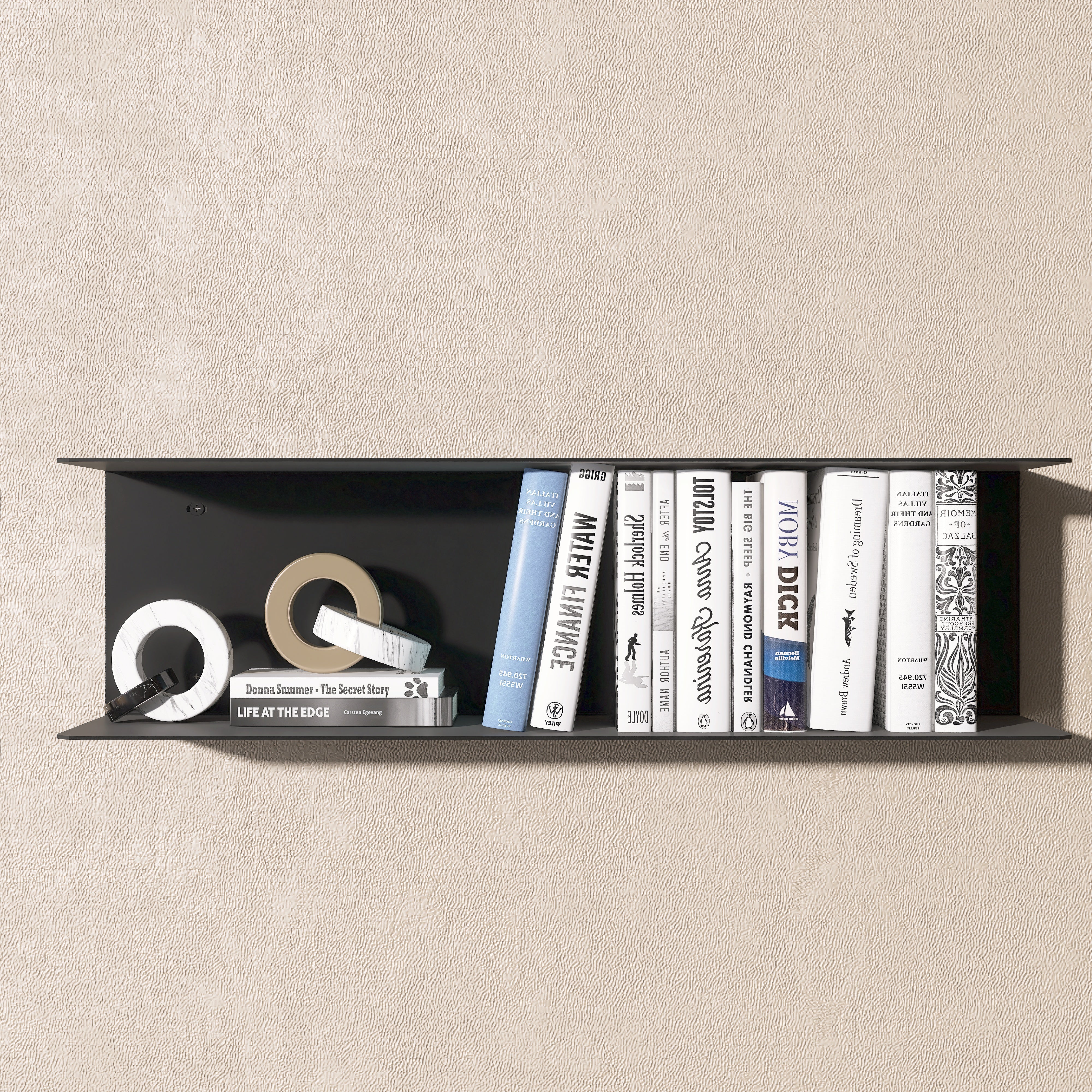 Etajera universala U-Shelf din aluminiu, design minimalist in forma de U, vopsita electrostatic, ideala pentru carti si obiecte decorative