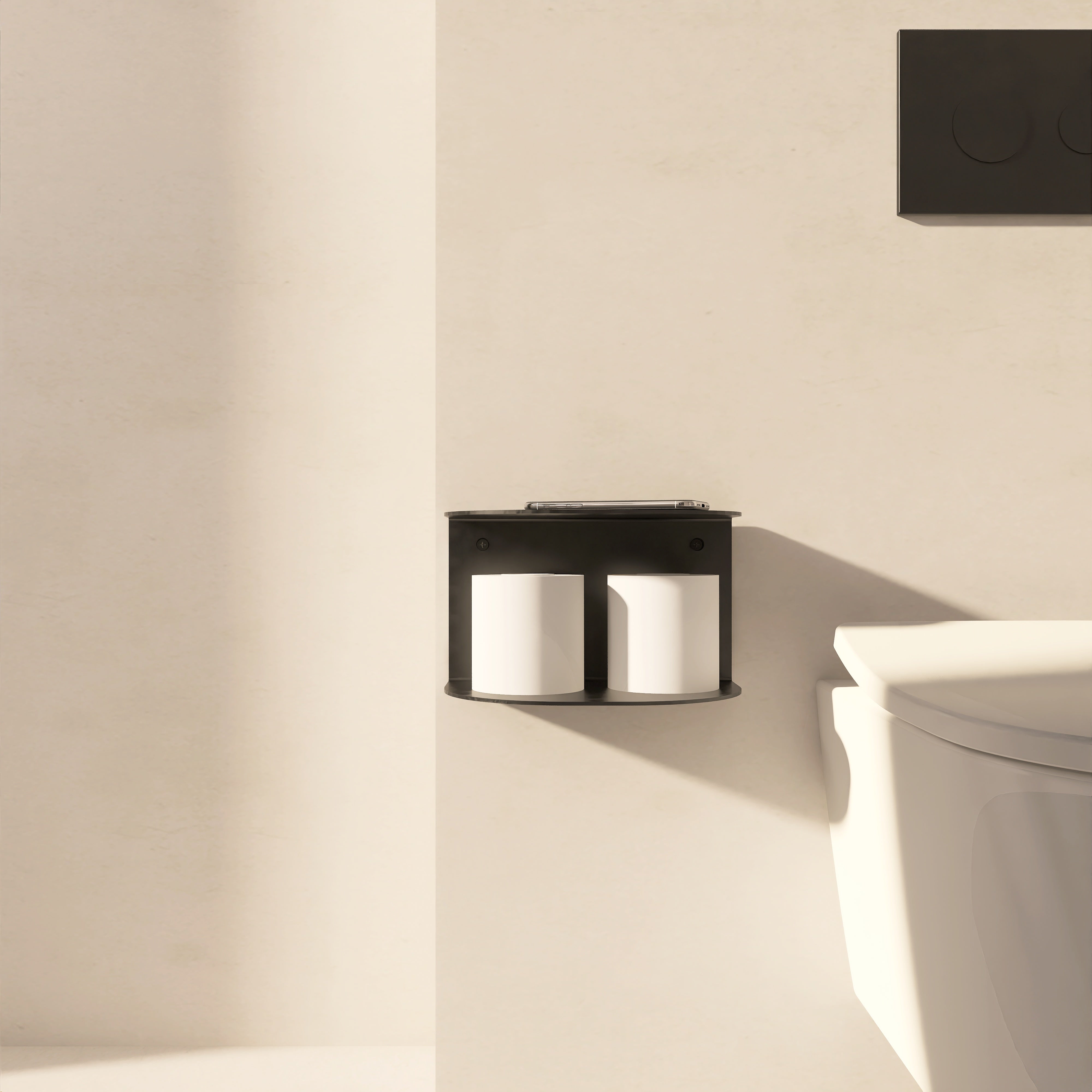 Etajera metalica CURVE 2  design modern si fluid, ideala pentru hartia igienica si organizarea produselor de igiena intima- mono 