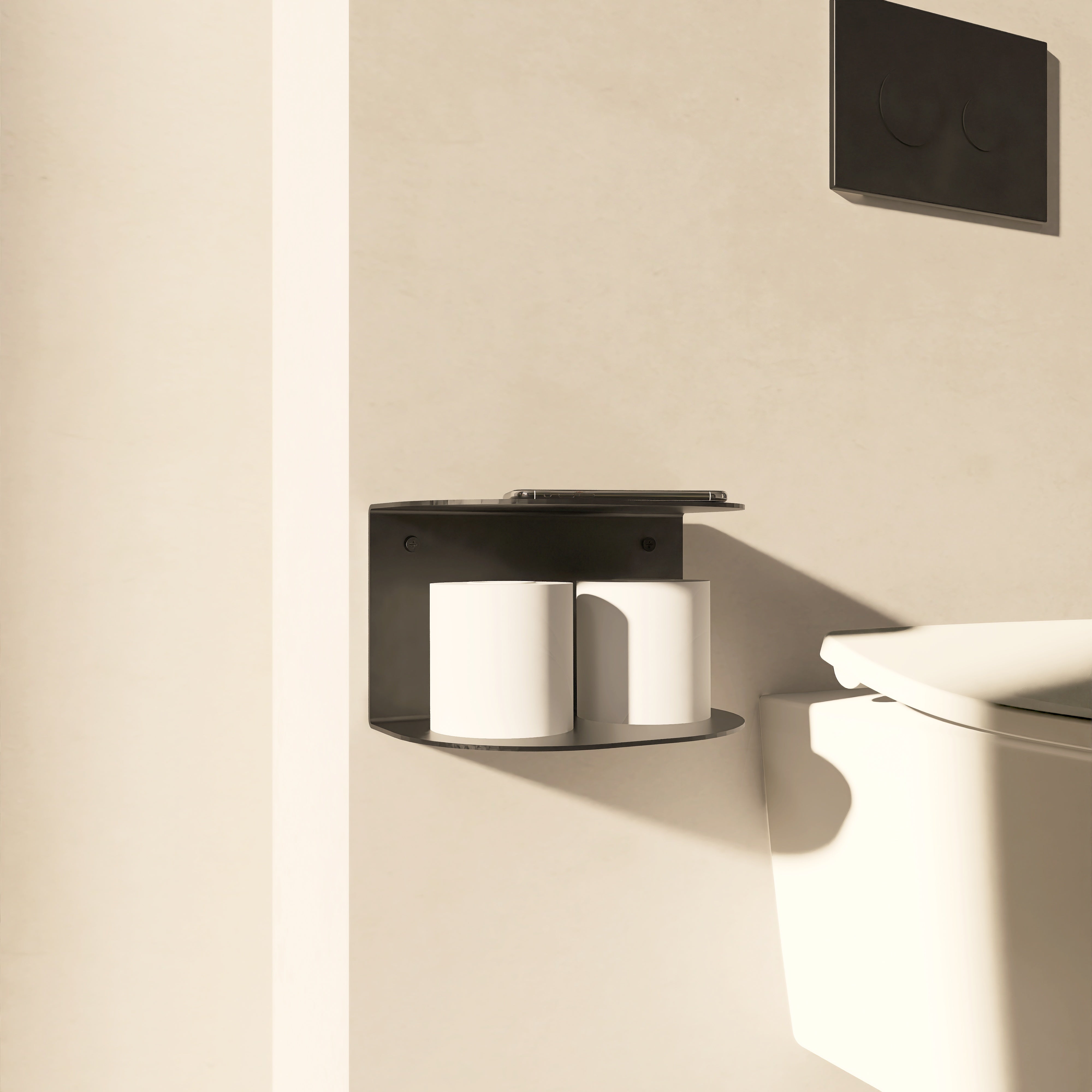 Etajera metalica CURVE 2  design modern si fluid, ideala pentru hartia igienica si organizarea produselor de igiena intima- mono 