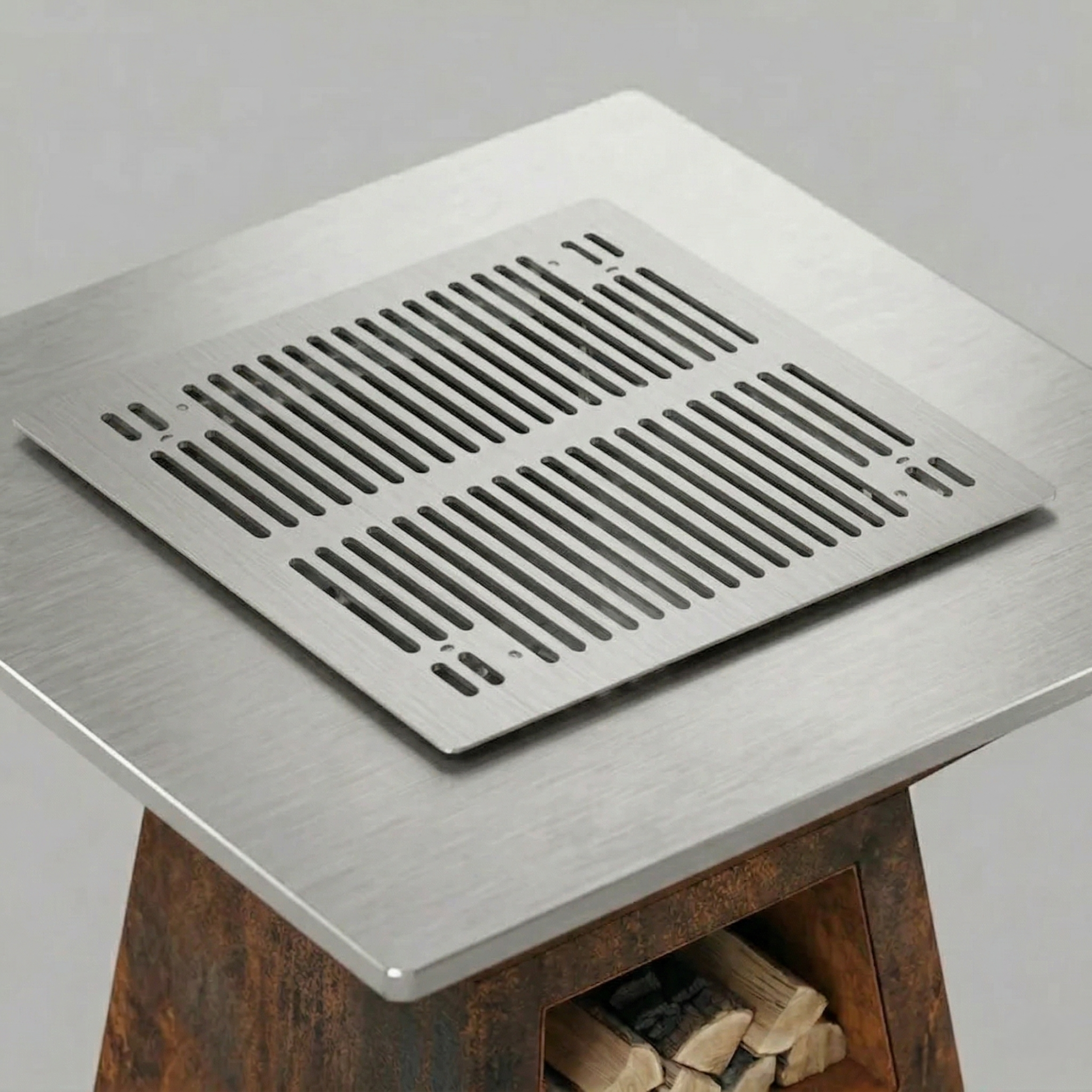  Grilă din inox pentru mici, accesoriu compatibil cu focarul Flame și grătarul Party, distribuție uniformă de căldură