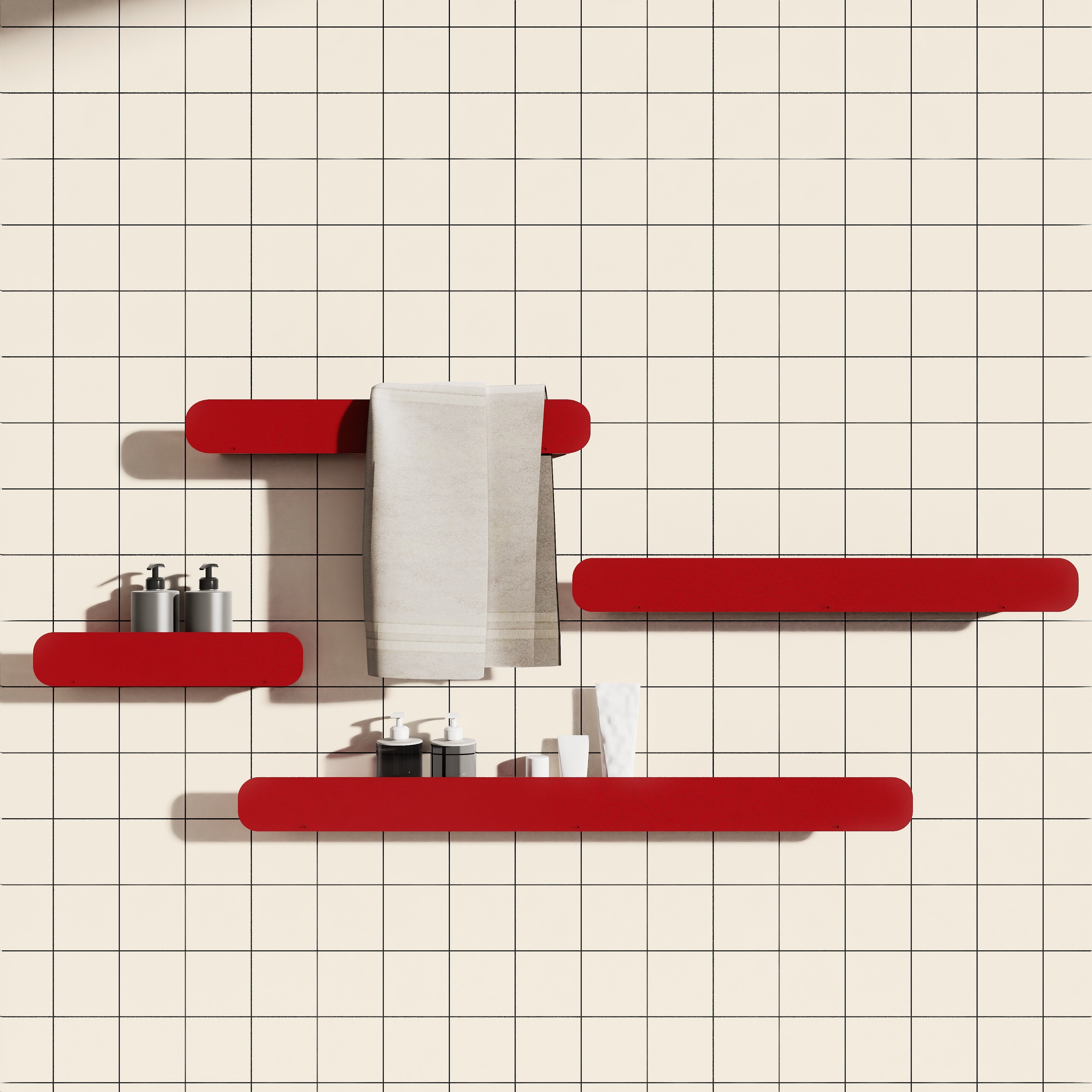 politele de baie HIDE sunt ideale pentru organizarea produselor esențiale, păstrând un aspect curat și elegant