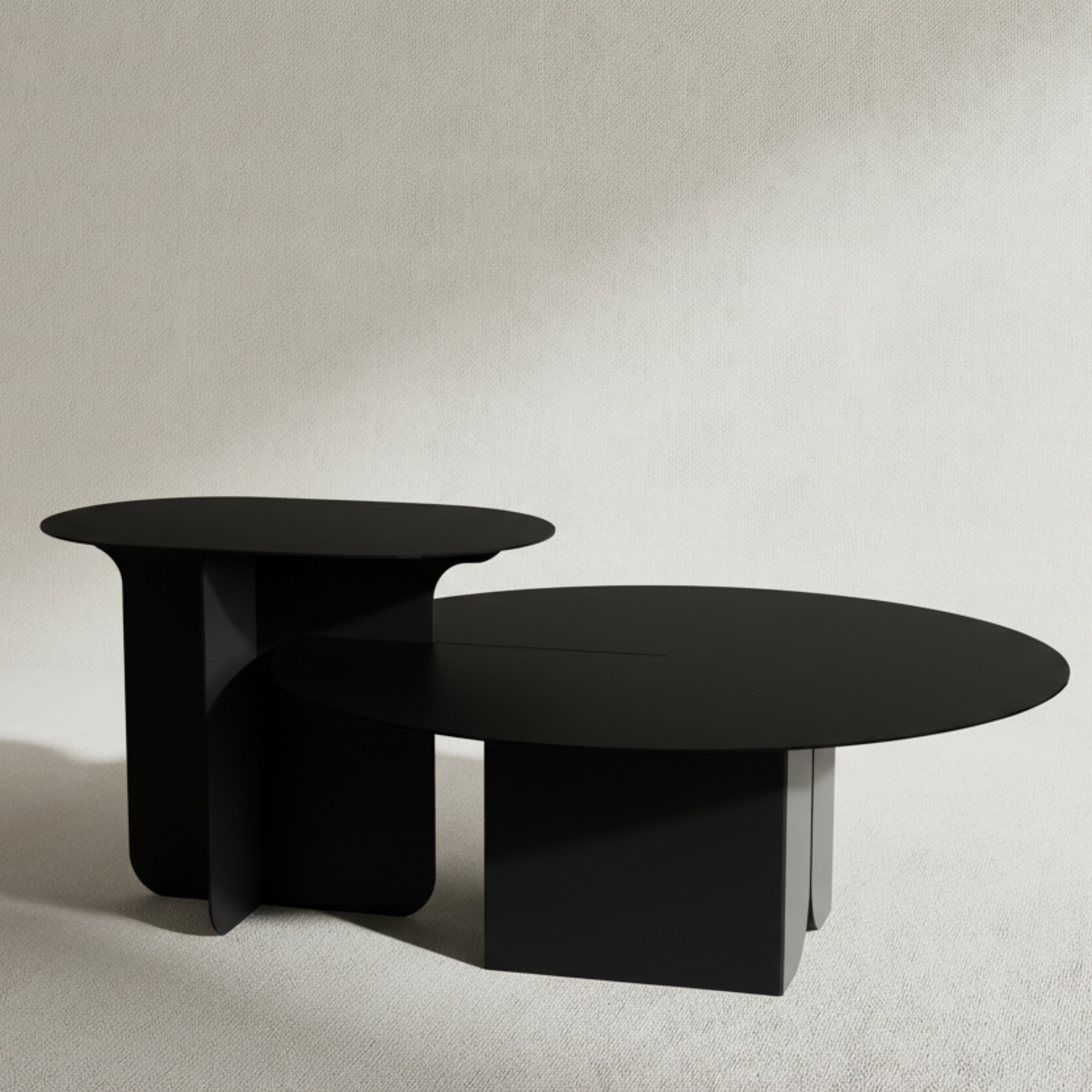 Măsuță modulară TWIN din metal negru cu două module independente pentru living modern