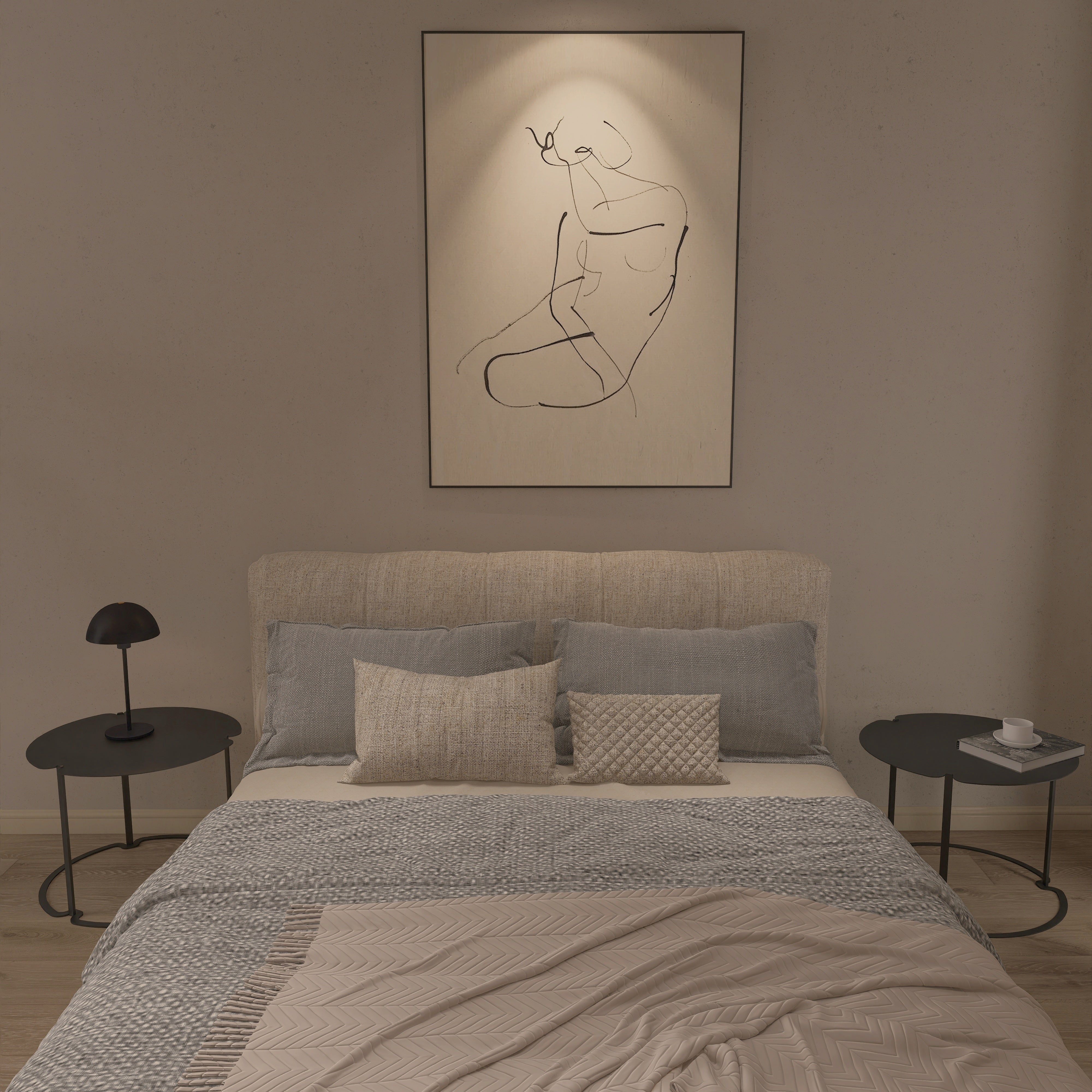 Noptiera metalica BLEND design minimalist cu linii organice, perfecta pentru orice decor- mono 