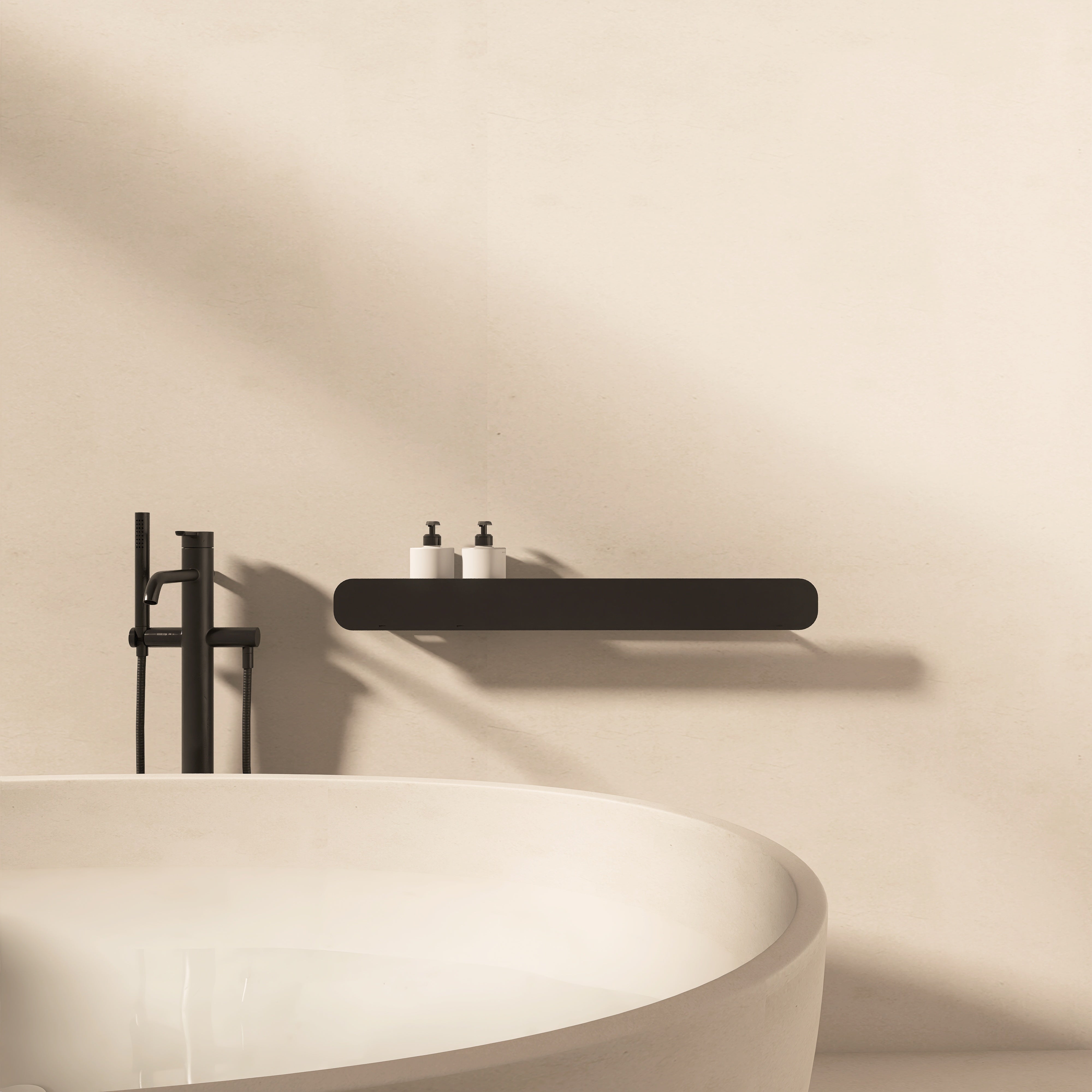Polita metalica de baie HIDE 3 – raft elegant si rezistent din aluminiu, ideal ca etajera si suport pentru produse de igiena, design modern, minimalist.