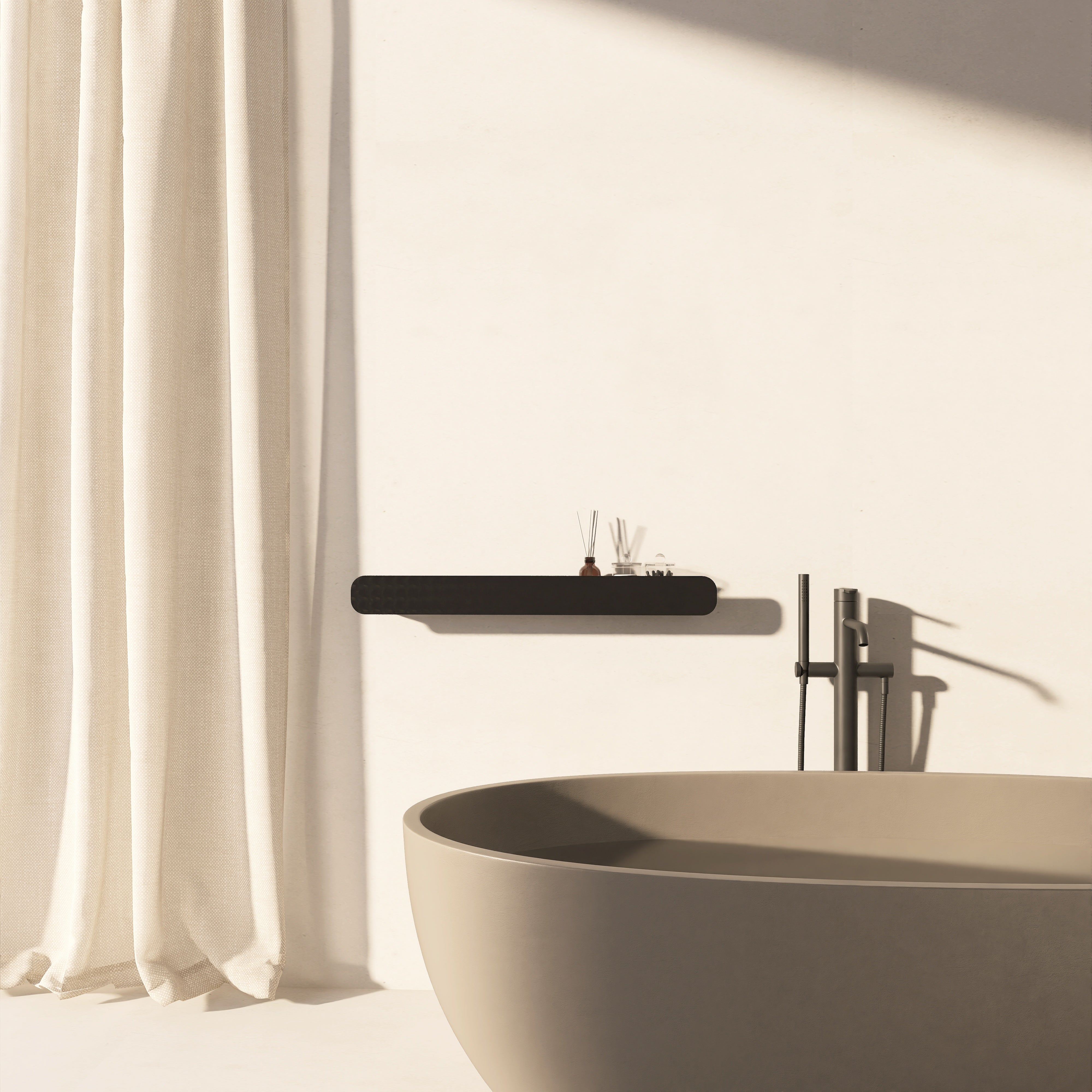 Polita metalica de baie HIDE 3 – raft elegant si rezistent din aluminiu, ideal ca etajera si suport pentru produse de igiena, design modern, minimalist.