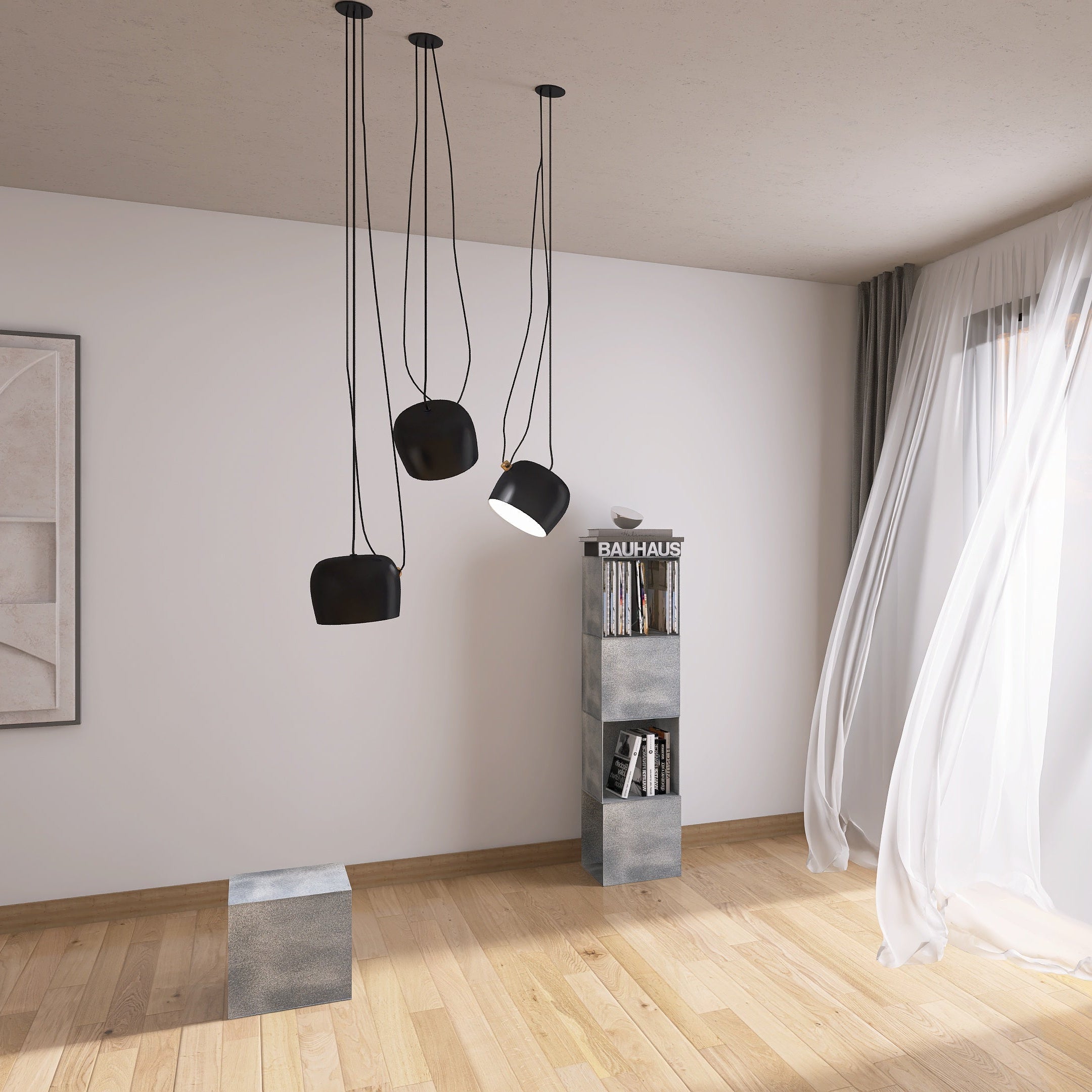 Raft aluminiu Vinyl Cube pentru viniluri, masuta cafea si noptiera, design modular sustenabil