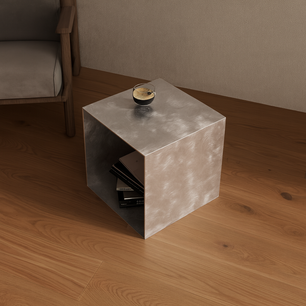 Raft aluminiu Vinyl Cube pentru viniluri, masuta cafea si noptiera, design modular sustenabil