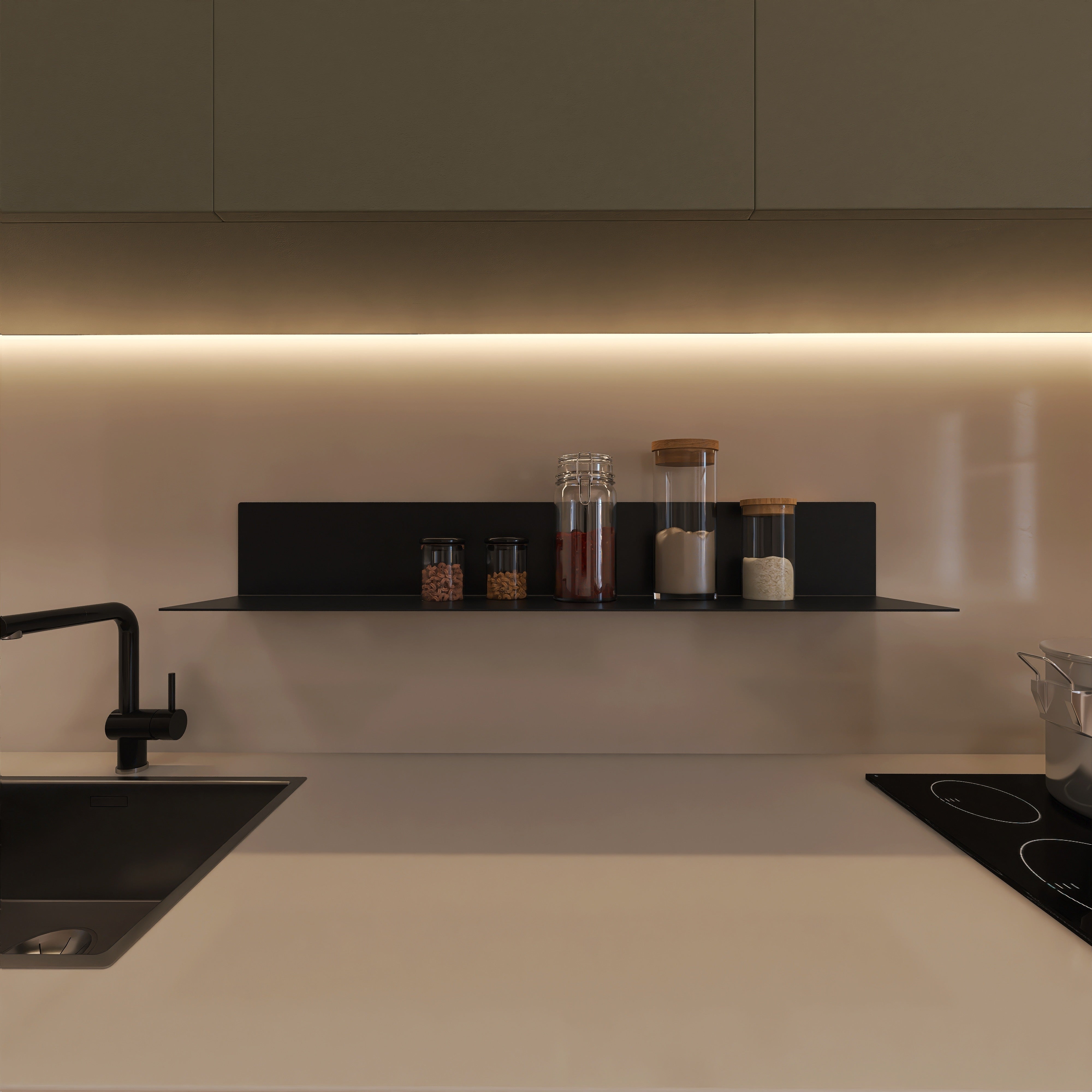 Raft metalic SPOT pentru bucătărie - aluminiu vopsit electrostatic, montaj pe perete
